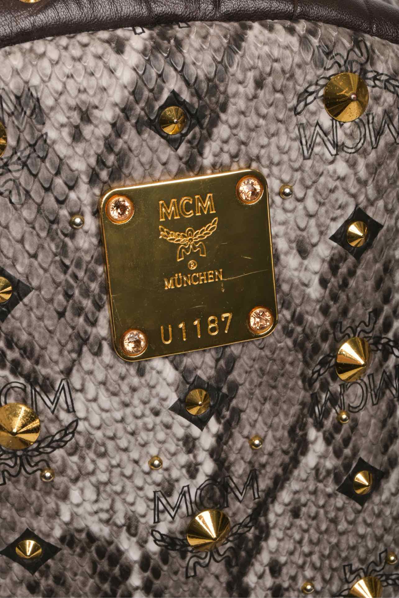 MCM Snakeskin Printed Studded Stark BackPack - Image 6