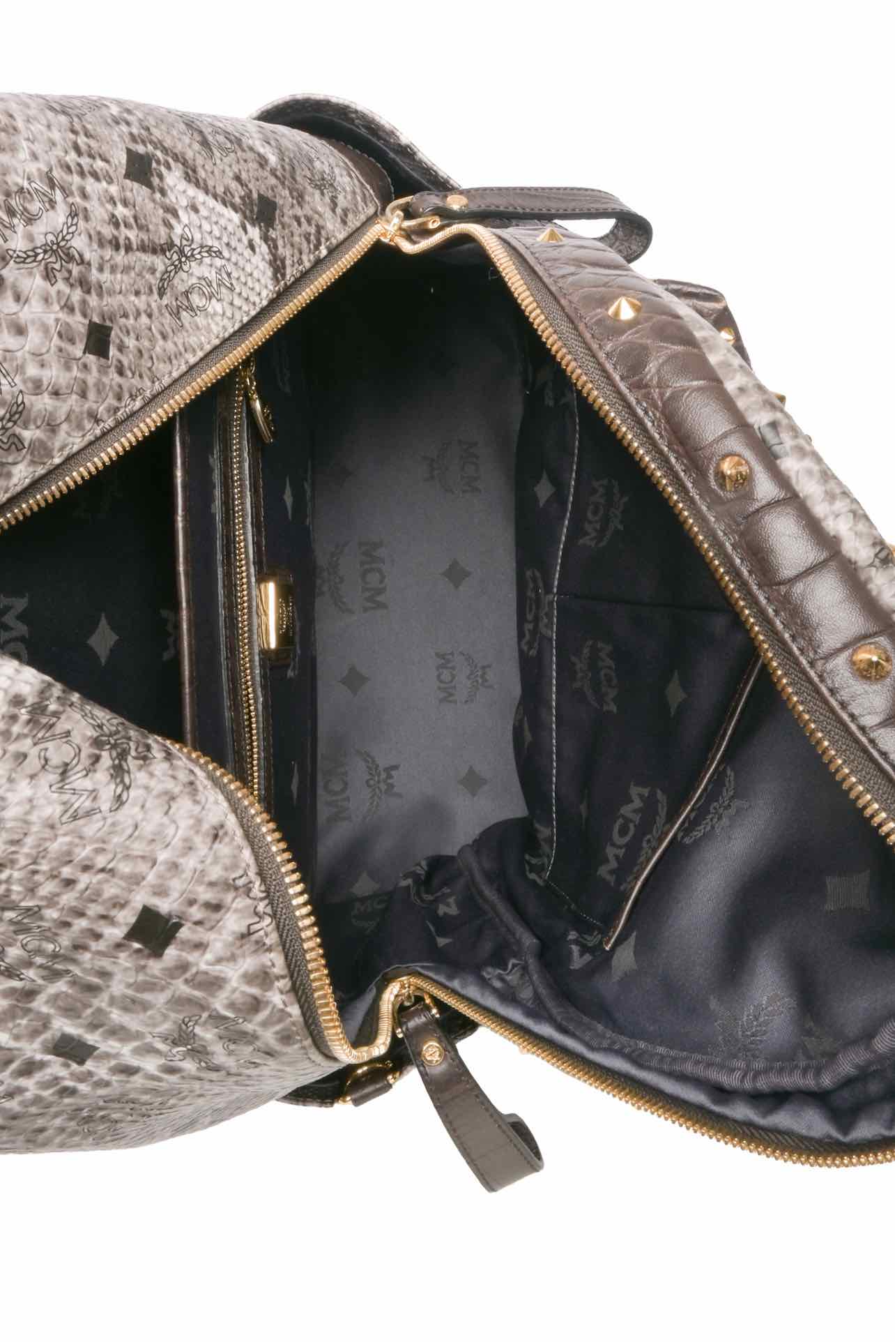 MCM Snakeskin Printed Studded Stark BackPack - Image 8