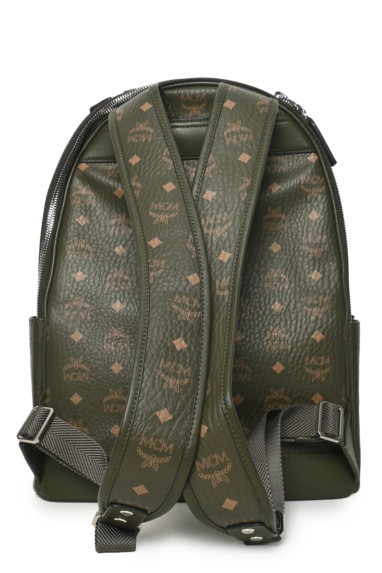 MCM Stark 40 Sea Turtle Green Visetos Canvas BackPack - Image 3