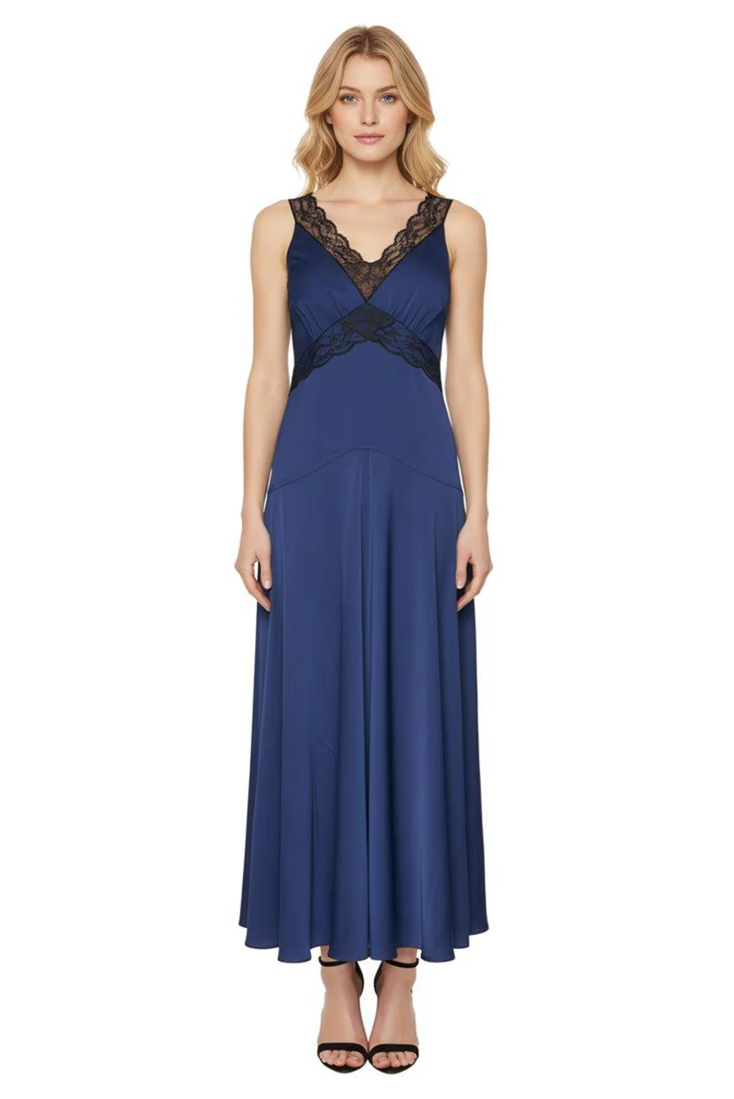 ME+EM Size 8 Satin & Lace Maxi Dress - Image 2
