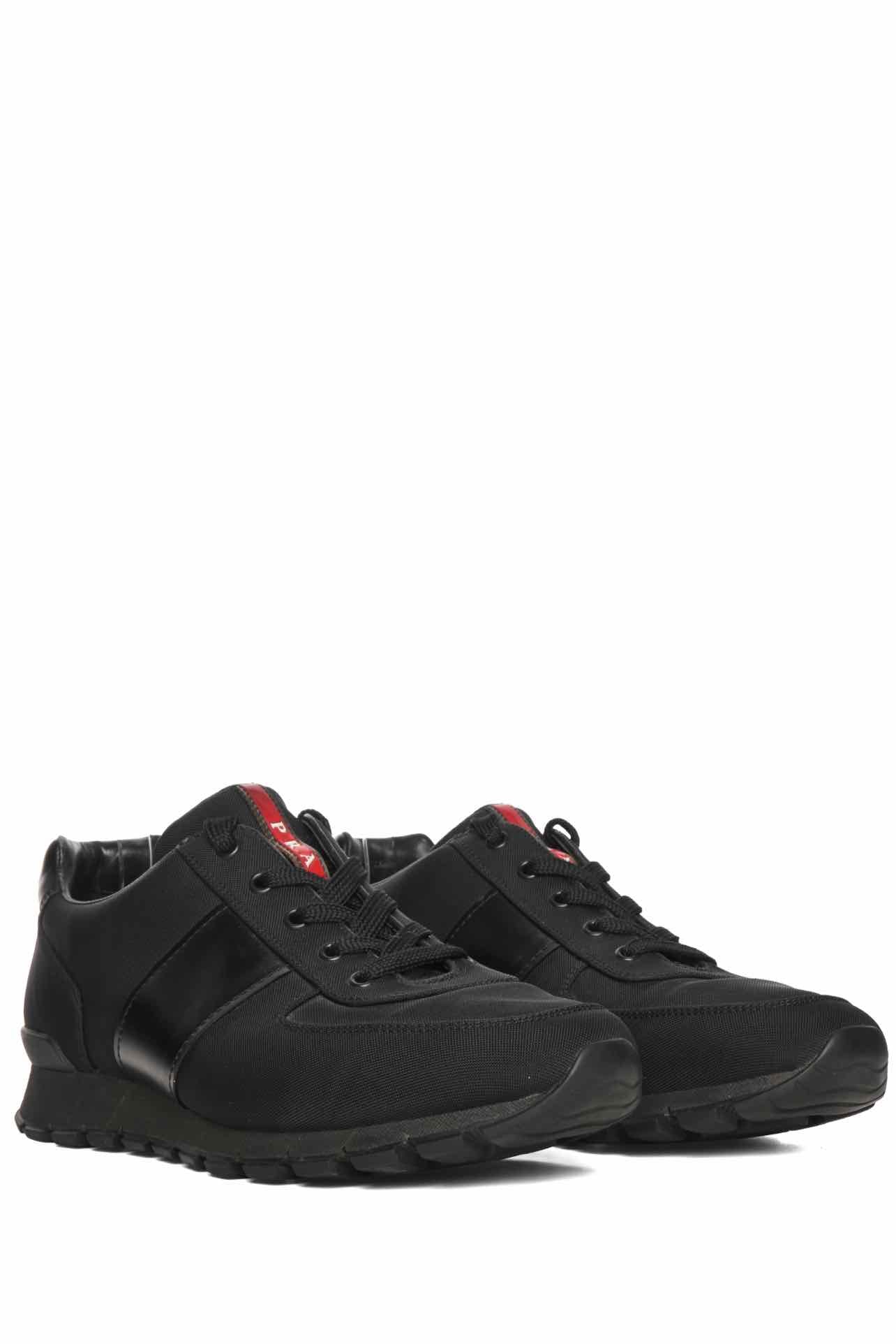 Mens Shoe Size 10 Prada Men's Leather & Canvas Low Top Sneakers - Image 2
