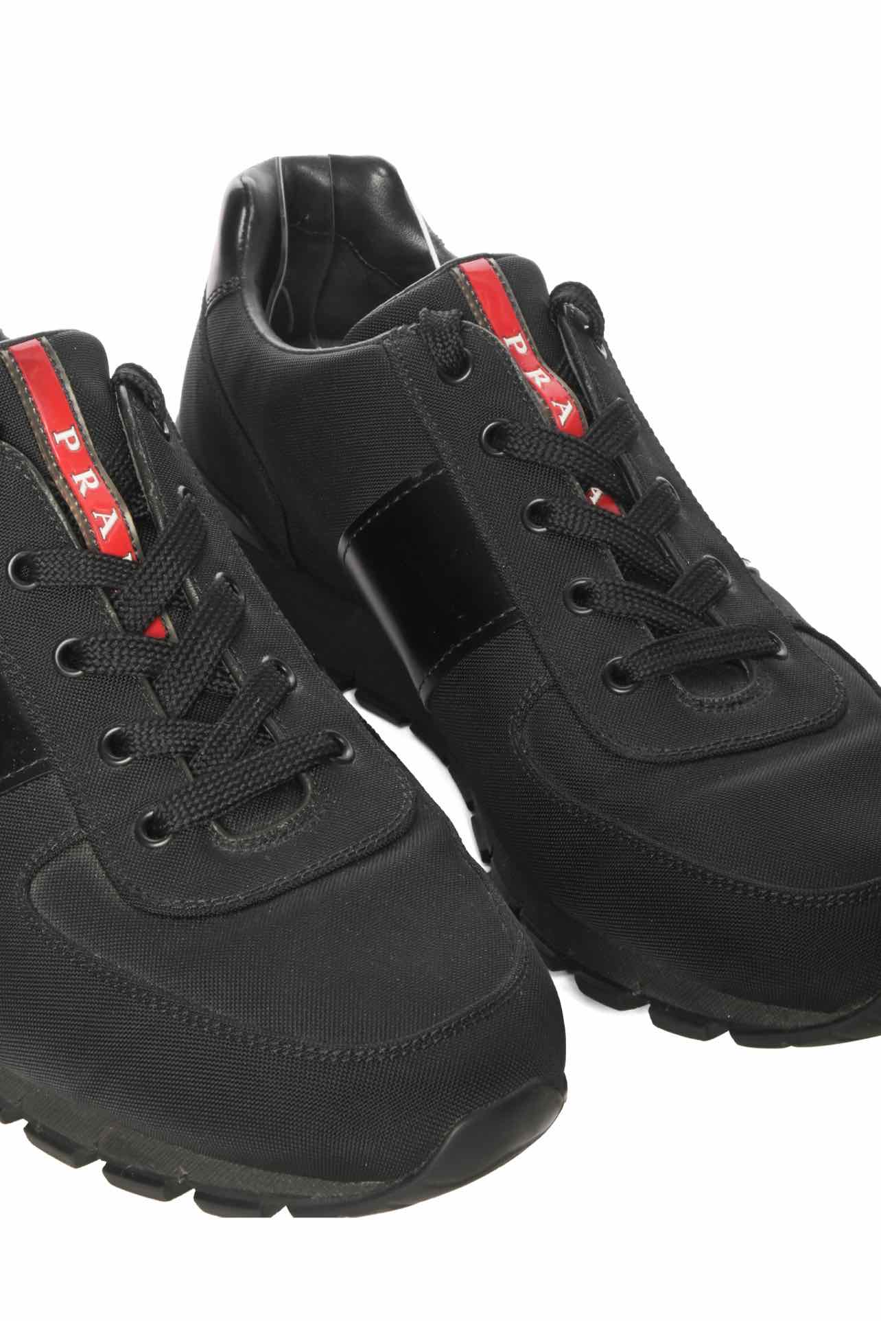 Mens Shoe Size 10 Prada Men's Leather & Canvas Low Top Sneakers - Image 4