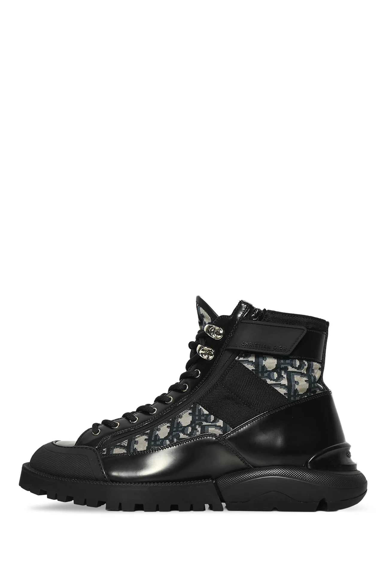 Mens Shoe Size 41 Christian Dior Men's Leather & Oblique Jacquard Combat Boots - Image 3