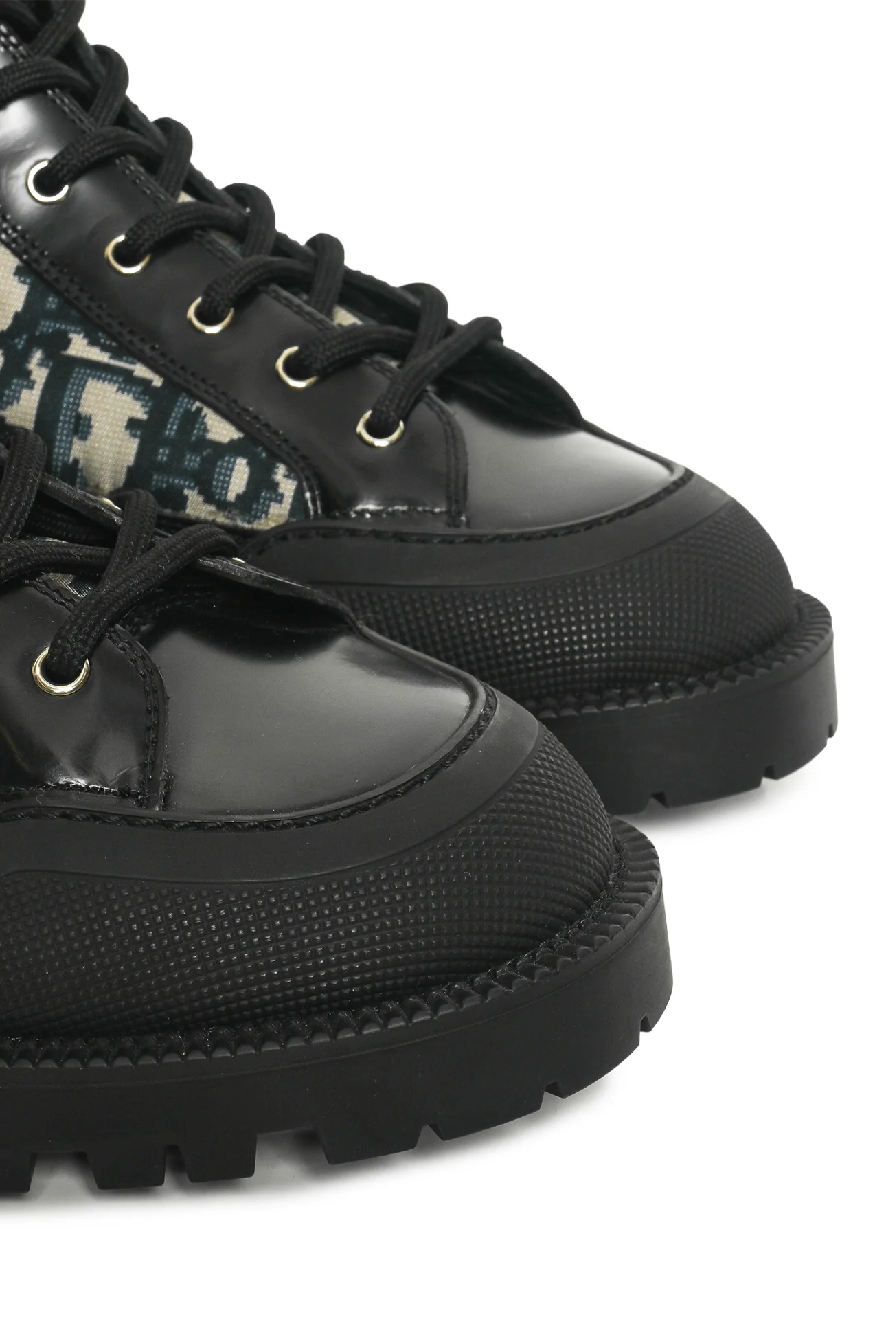 Mens Shoe Size 41 Christian Dior Men's Leather & Oblique Jacquard Combat Boots - Image 5