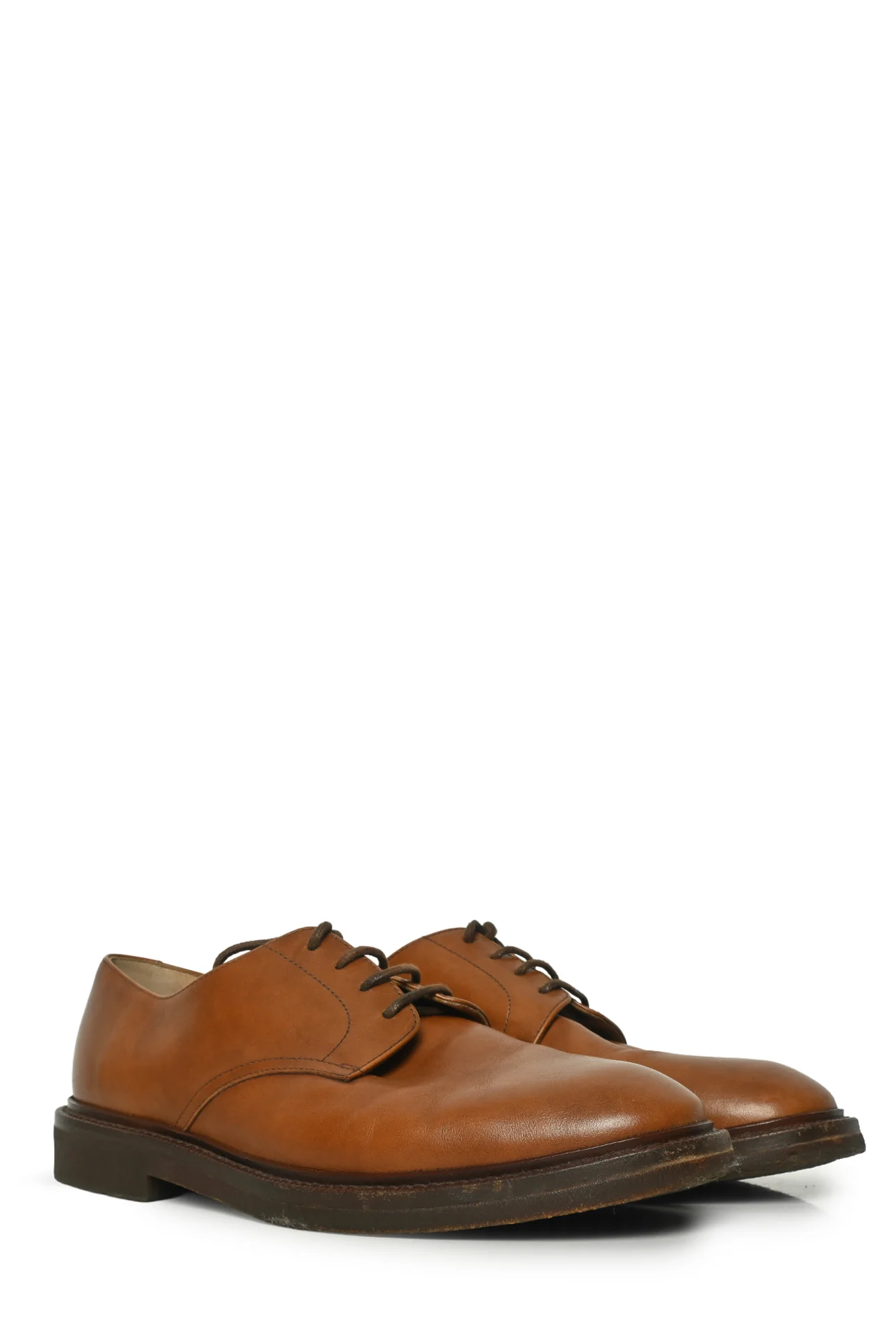 Mens Shoe Size 43 Brunello Cucinelli Men's Lace-Up Round-Toe Leather Shoes - Image 2