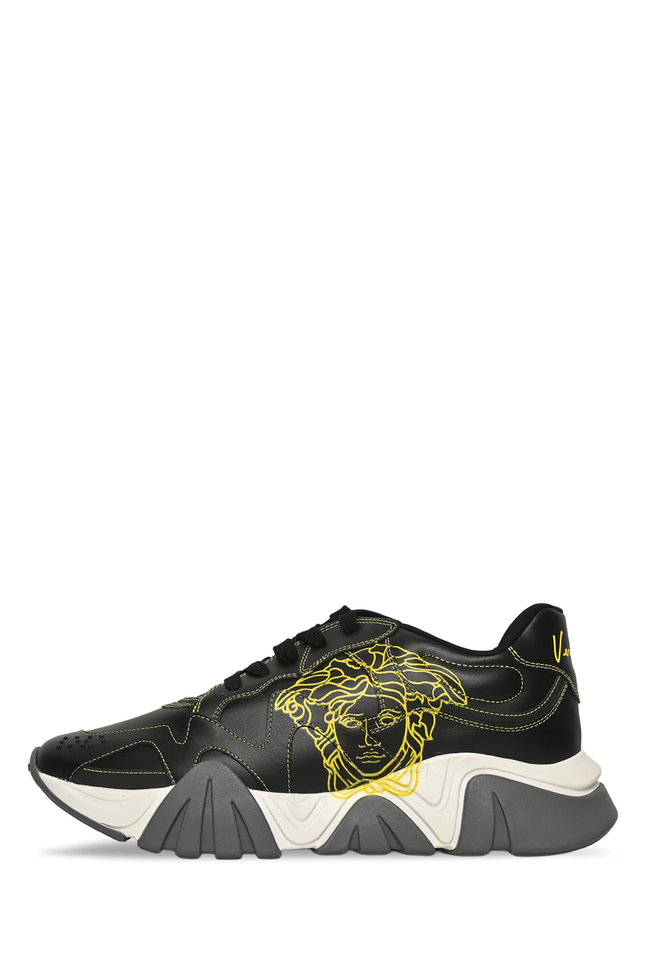 Mens Shoe Size 44 Versace Men's Squalo Medusa Graphic Leather Chunky Sneakers - Image 3