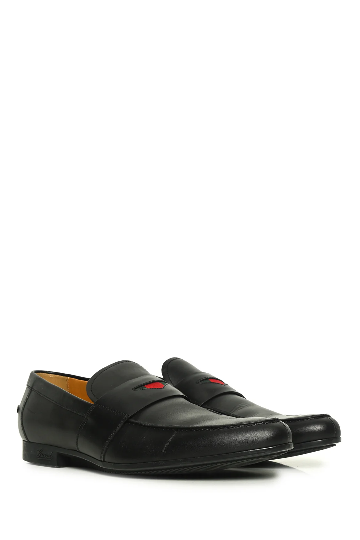 Mens Shoe Size 6.5 Gucci Men's Web Trim Leather Loafers - Image 2