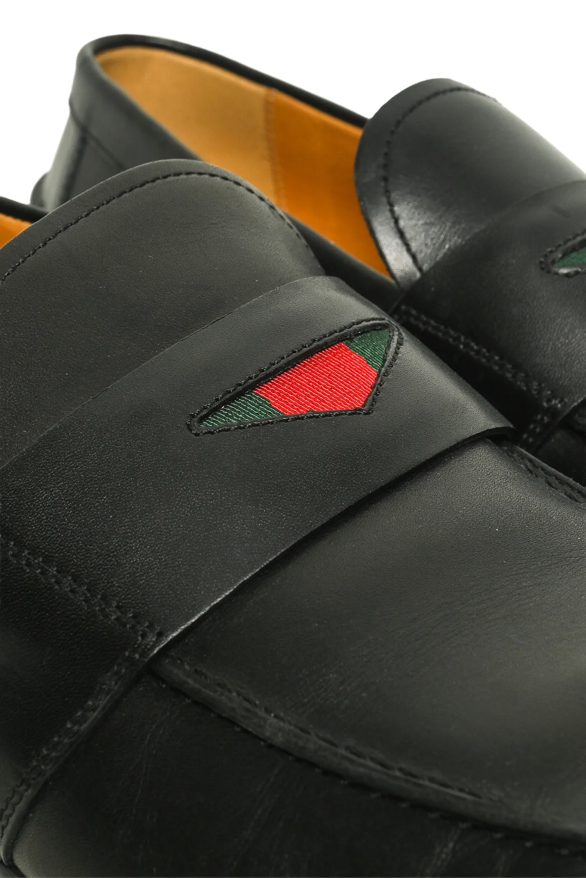 Mens Shoe Size 6.5 Gucci Men's Web Trim Leather Loafers - Image 7
