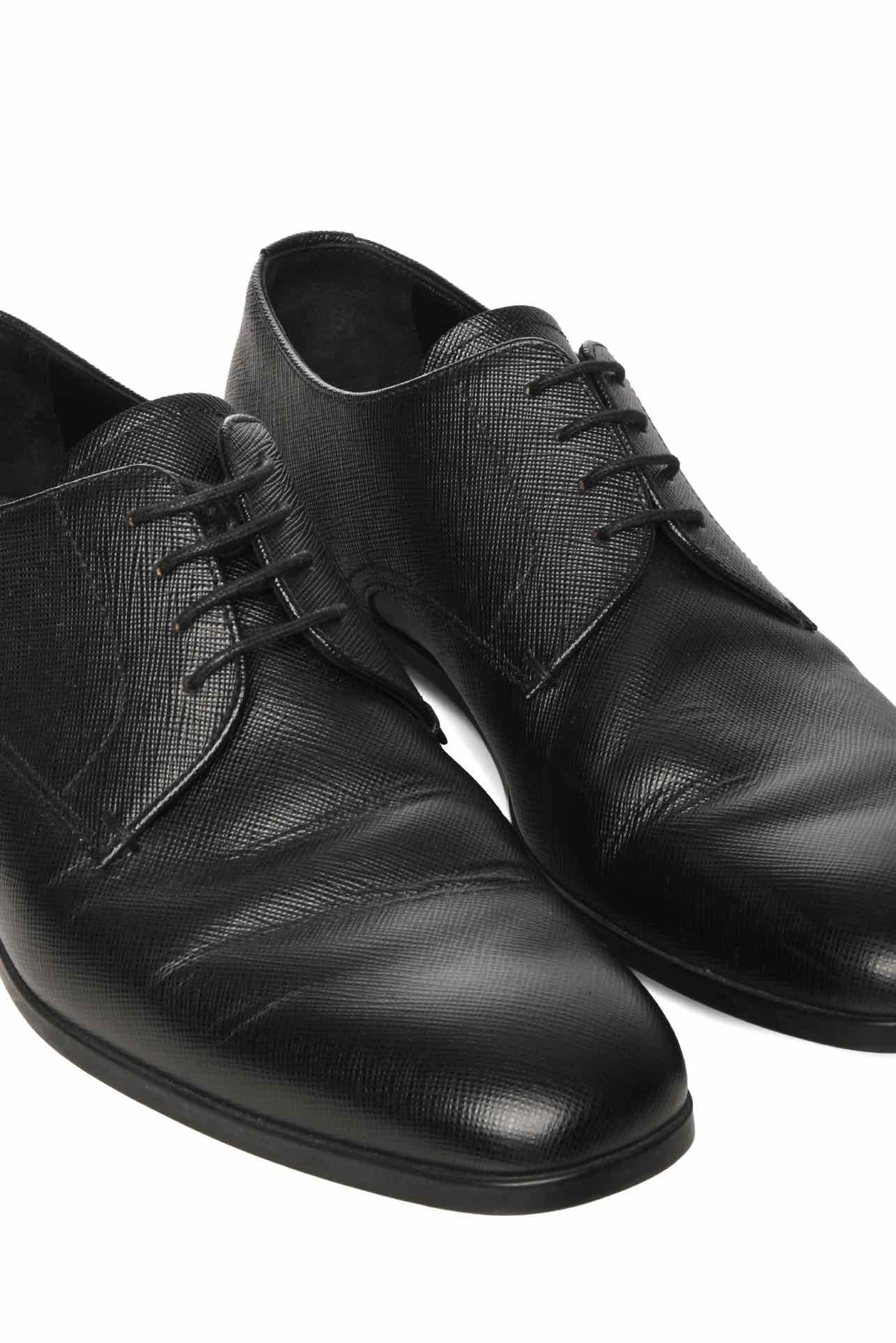Mens Shoe Size 6 Prada Men's Saffiano Leather Lace-Up Oxford Shoes - Image 4