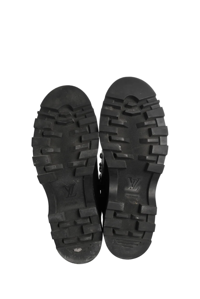 Men's Size 7.5 Louis Vuitton x Fragment Monogram Canvas & Leather Combat Boots - Image 7