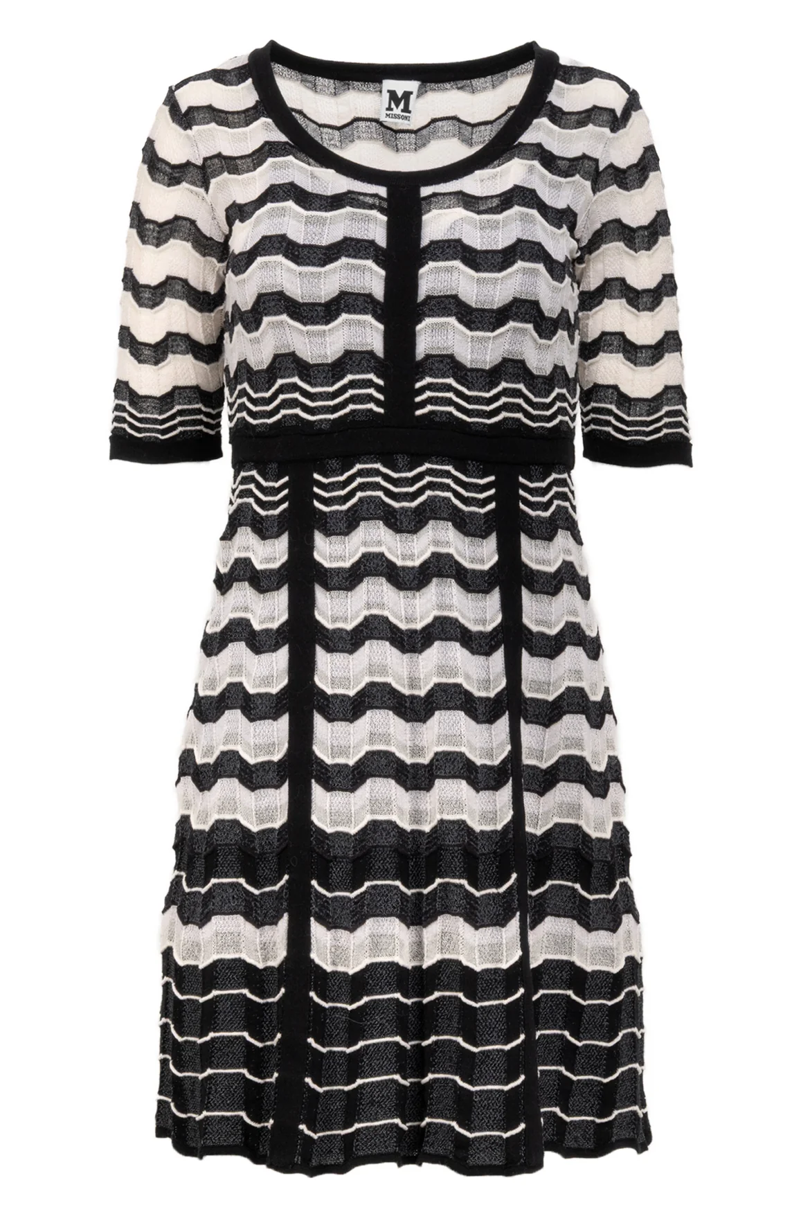 Missoni Size 42 Short Sleeve Herringbone Knit Dress