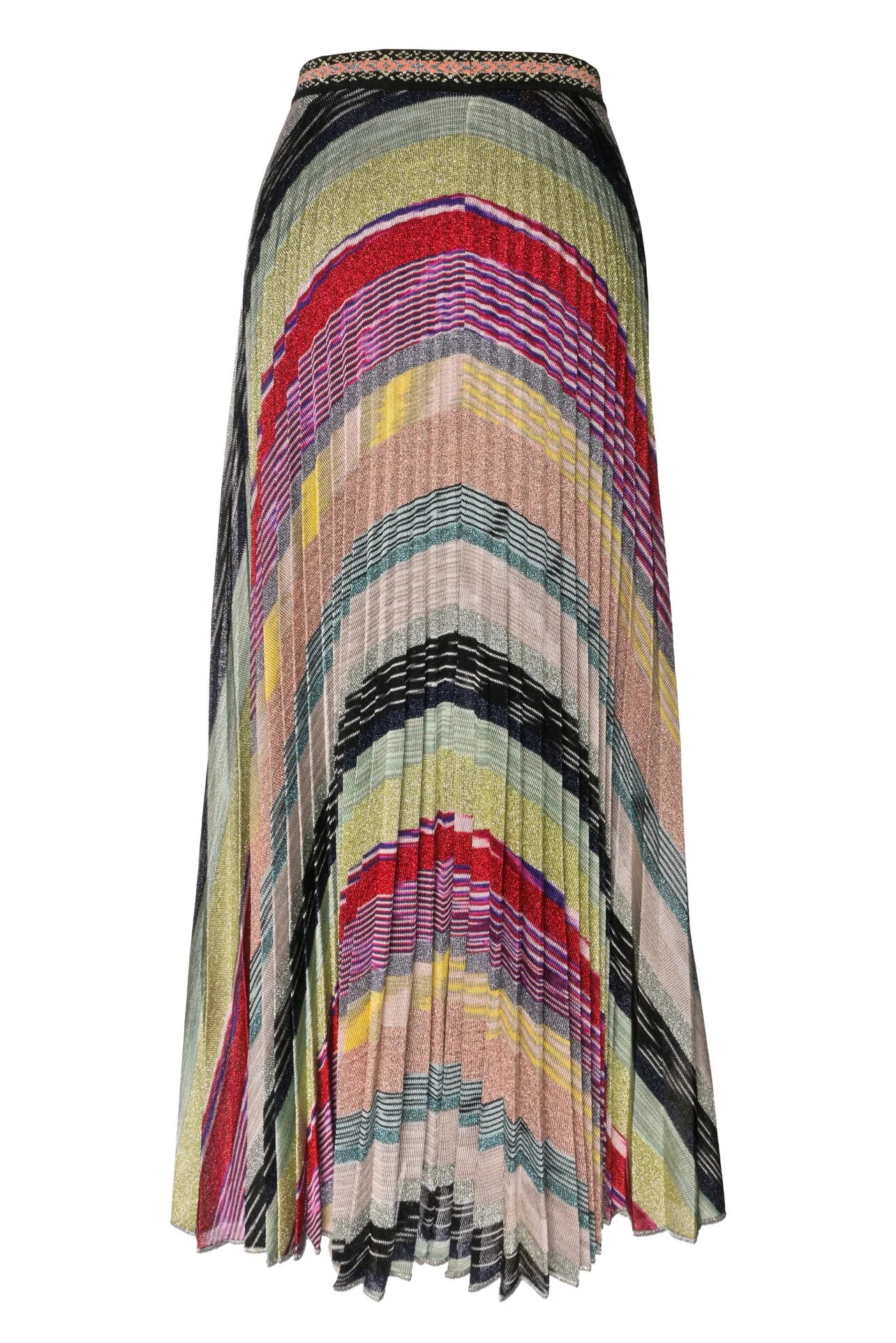 Missoni Size L Pleated Metallic Crochet Knit Midi Skirt - Image 2