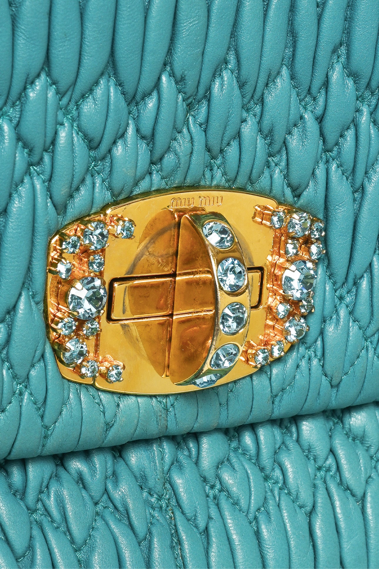 Miu Miu MatelassÃ© Leather Crystal Flap Shoulder Bag - Image 5