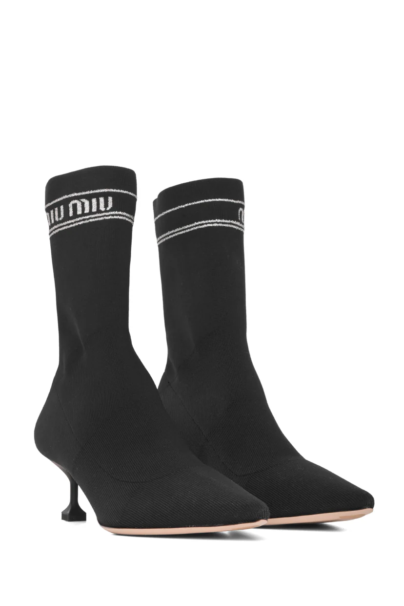 Miu Miu Size 35.5 Logo Knit Sock Ankle Boots - Image 2