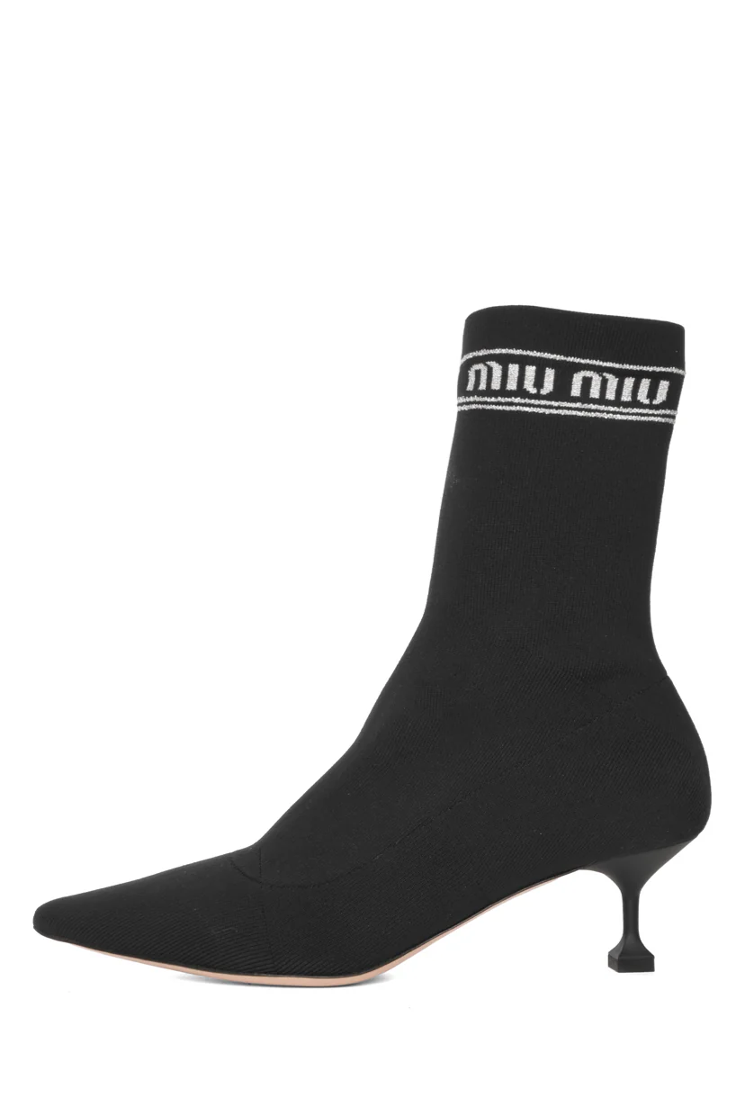 Miu Miu Size 35.5 Logo Knit Sock Ankle Boots - Image 3