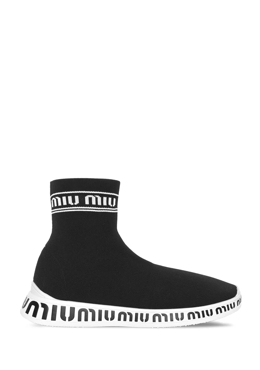 Miu Miu Size 35.5 Logo Knit Sock Sneaker