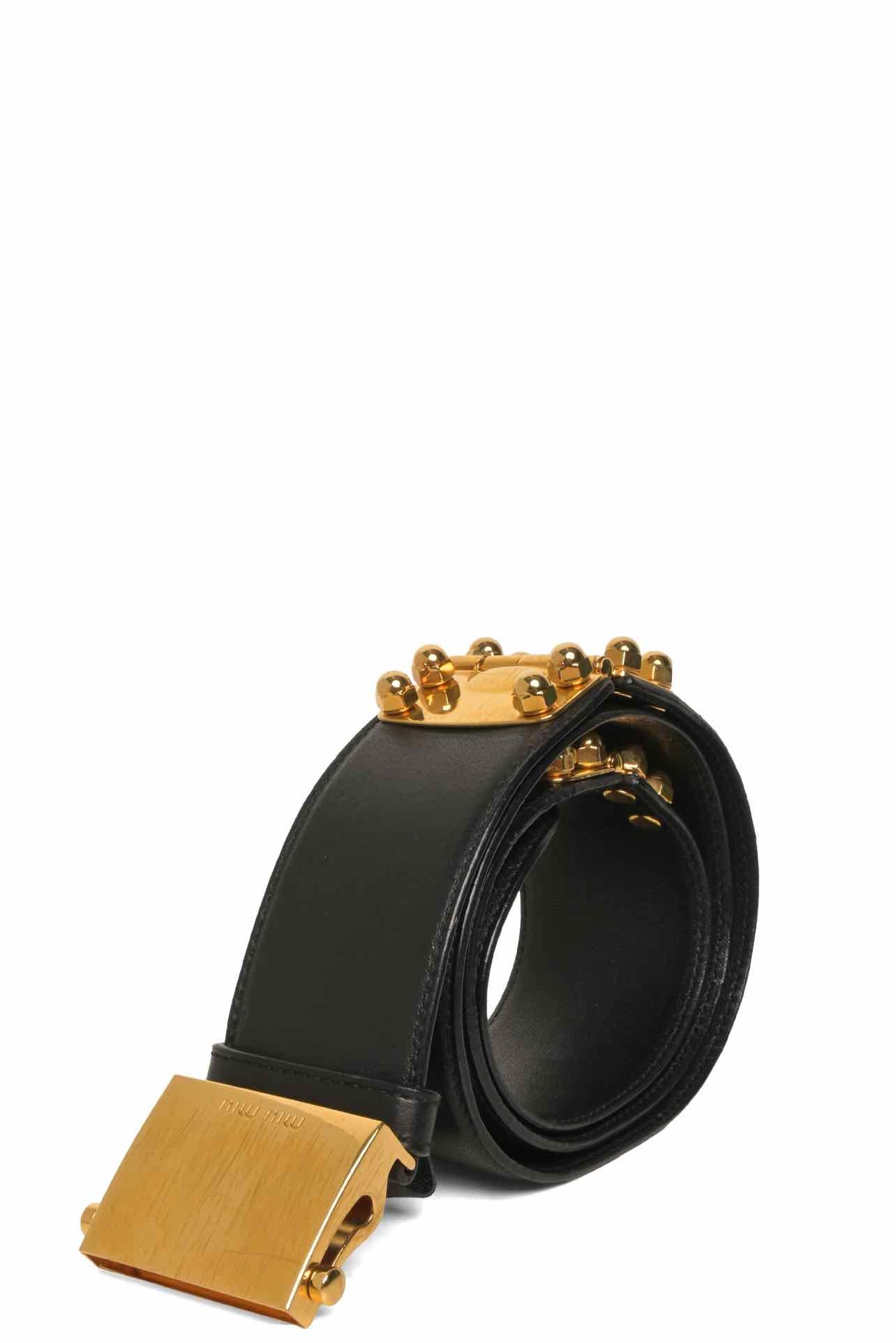 Miu Miu Size 36 Logo Buckle Hinged Leather Belt - Image 2