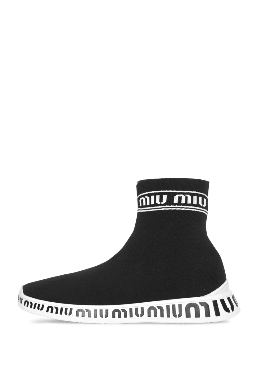 Miu Miu Size 36 Logo Knit Sock Sneaker - Image 3