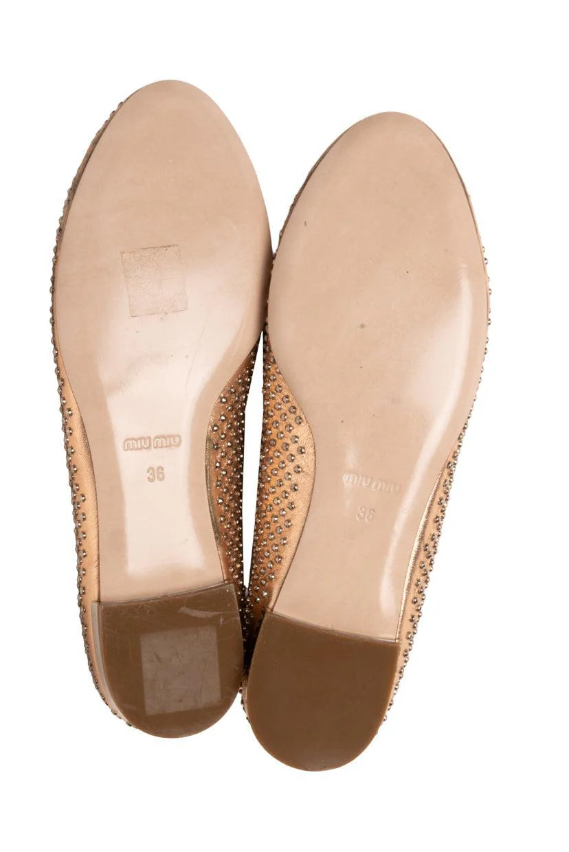 Miu Miu Size 36 Metallic Studded Leather Smoking Slippers - Image 5