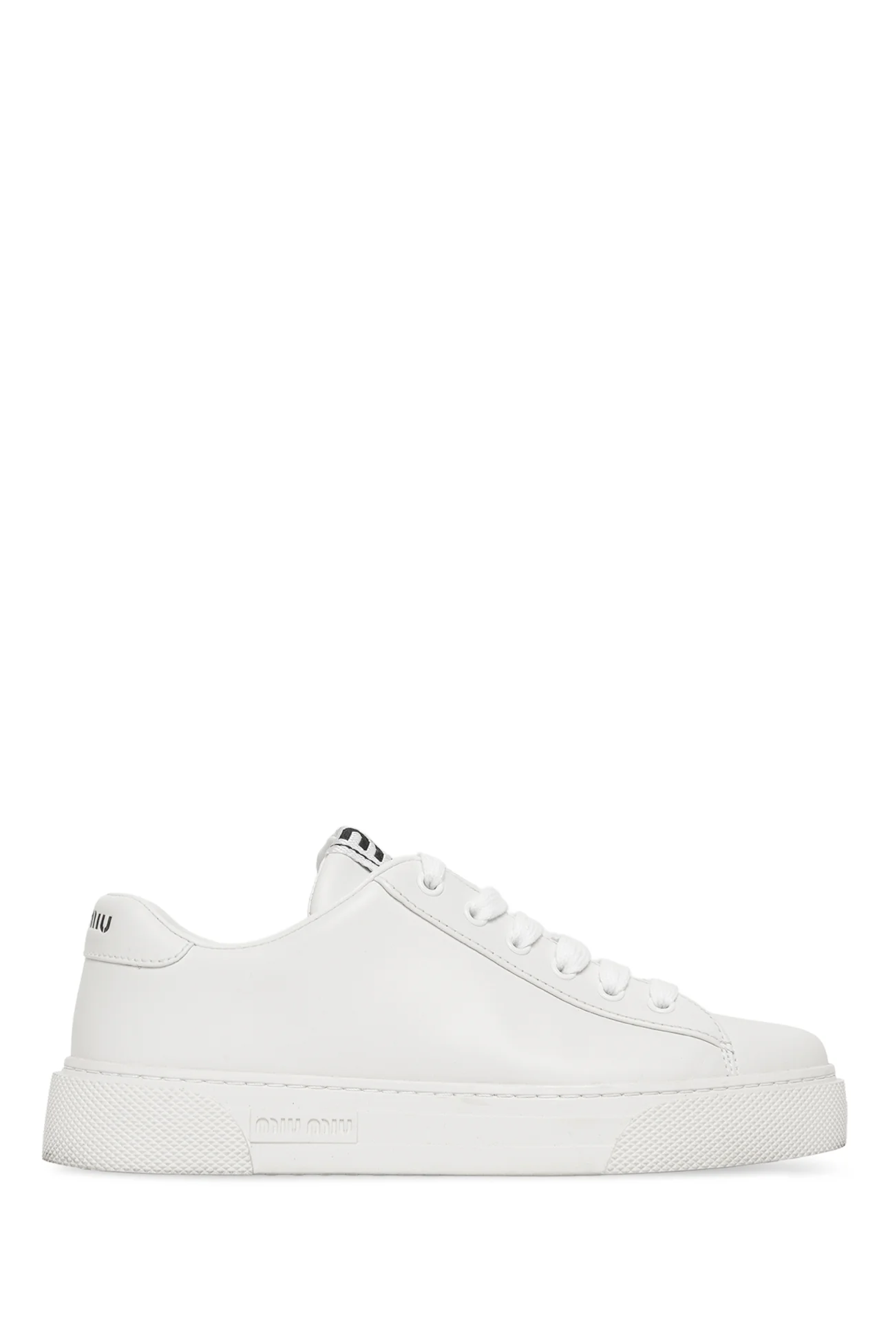 Miu Miu Size 37.5 Logo Leather Low Top Sneaker