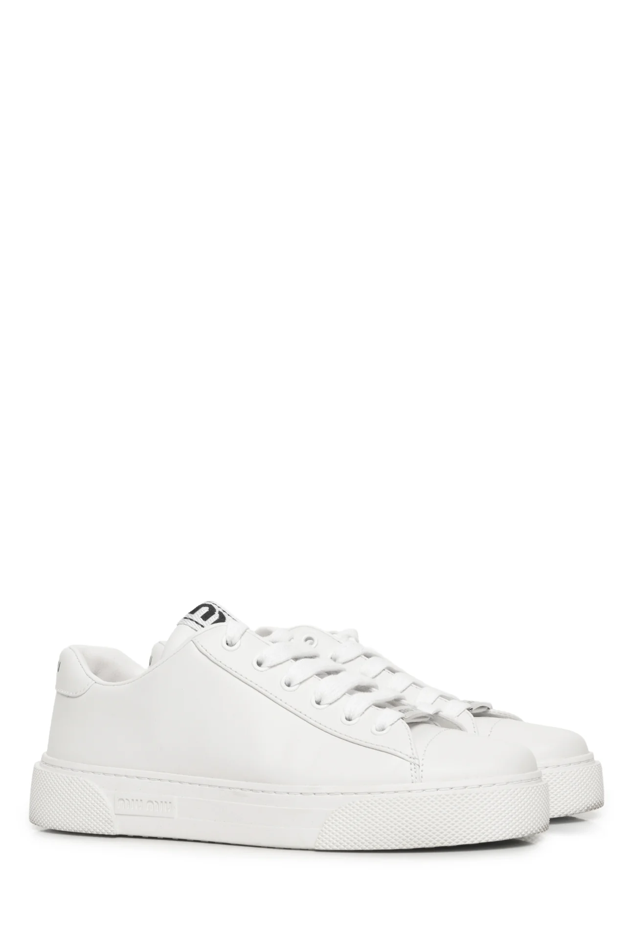 Miu Miu Size 37.5 Logo Leather Low Top Sneaker - Image 2