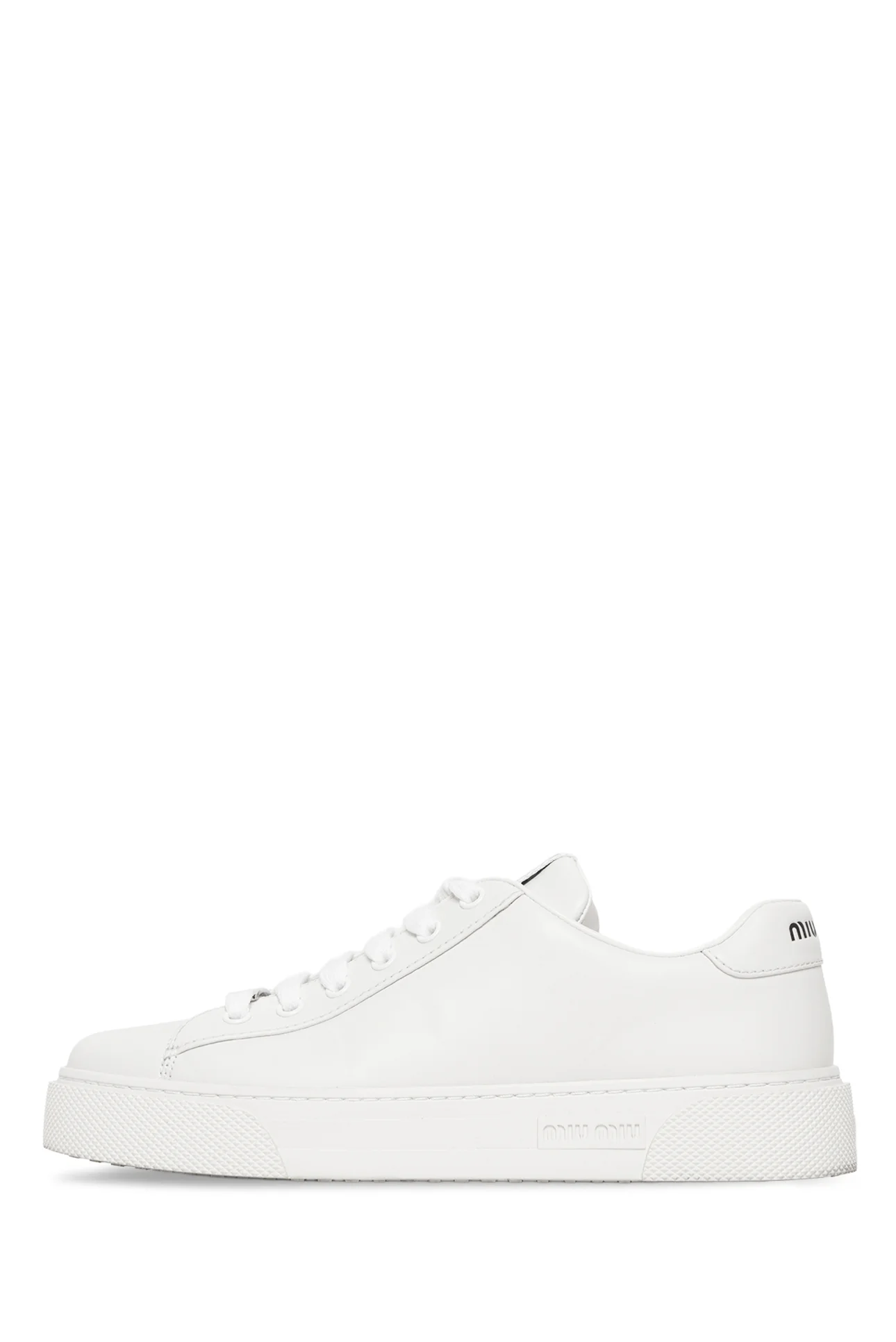 Miu Miu Size 37.5 Logo Leather Low Top Sneaker - Image 3