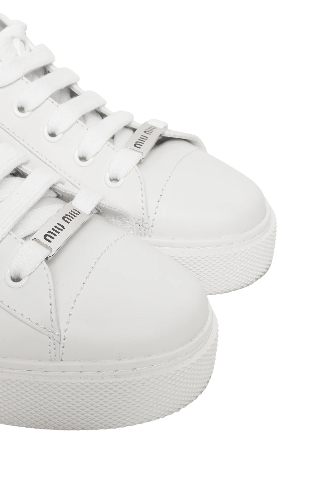 Miu Miu Size 37.5 Logo Leather Low Top Sneaker - Image 5