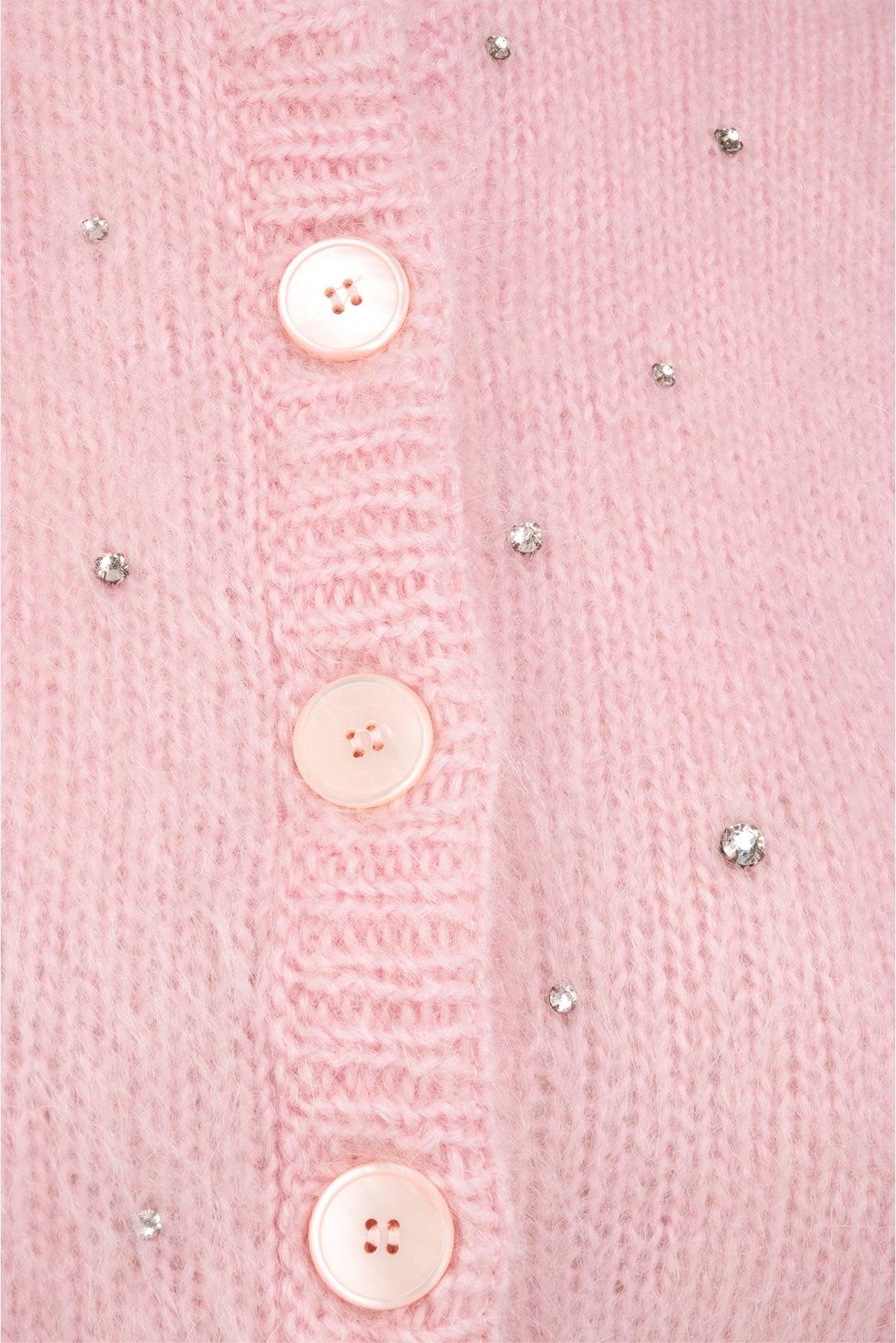 Miu Miu Size 38 2020 Crystal Embellished Mohair Blend Cropped Cardigan - Image 3