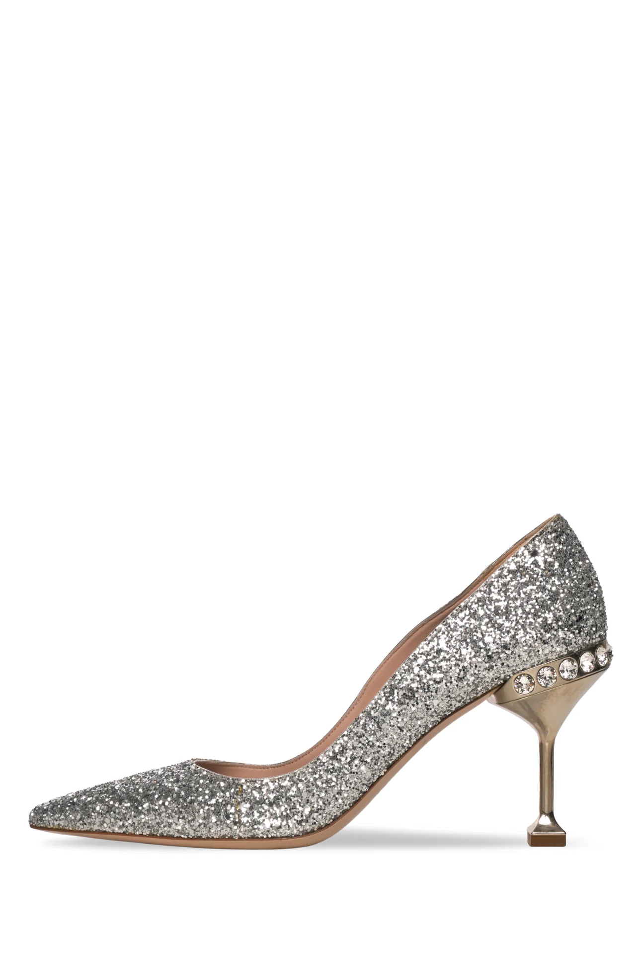 Miu Miu Size 38.5 Silver Metallic Glitter Pumps - Image 3