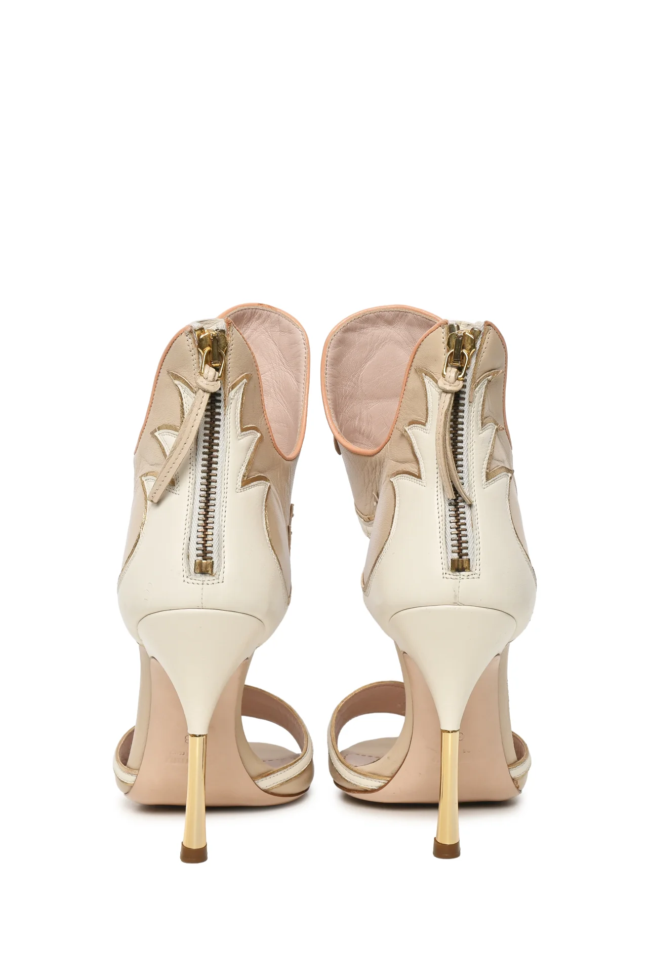Miu Miu Size 38 Vintage Western Leather Applique Heeled Sandals - Image 4