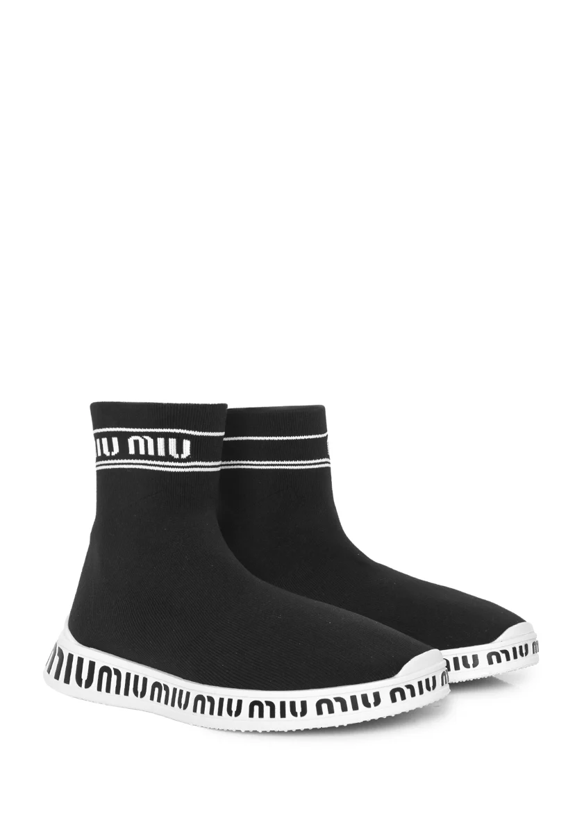 Miu Miu Size 39 Logo Knit Sock Sneaker - Image 2