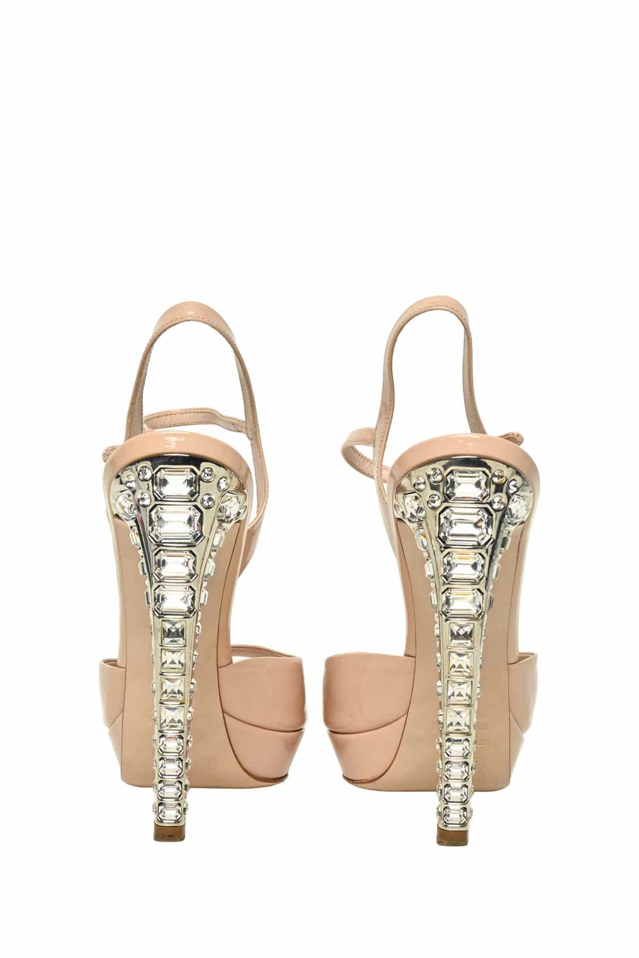 Miu Miu Size 40 Patent Leather Crystal Embellished Sandals - Image 4