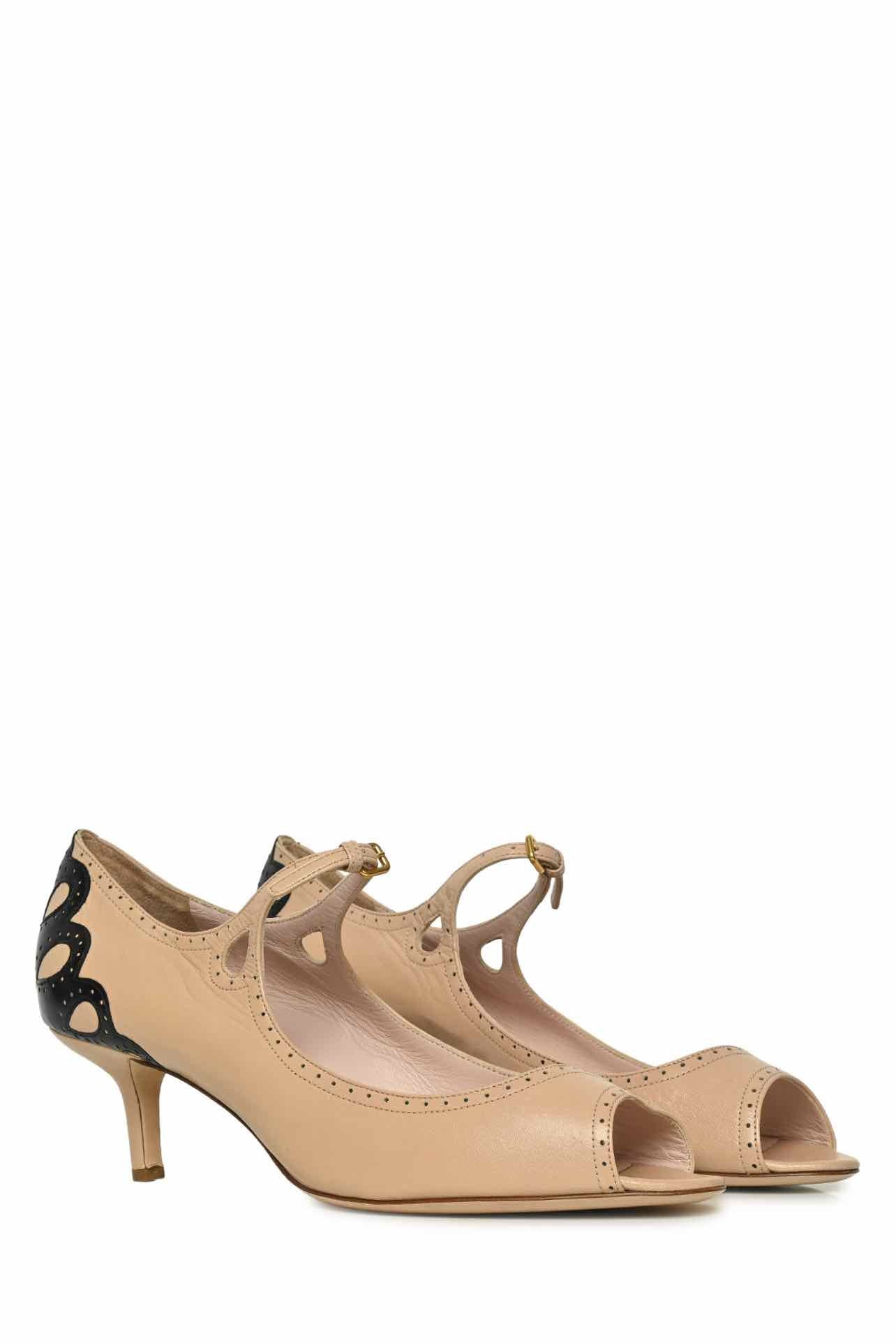 Miu Miu Size 41 Broque Open Toe Pumps - Image 2