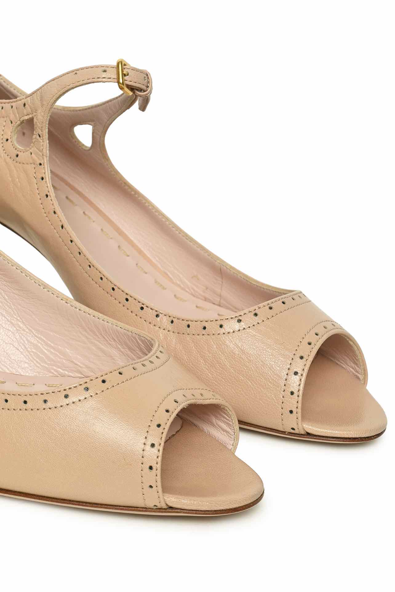 Miu Miu Size 41 Broque Open Toe Pumps - Image 5
