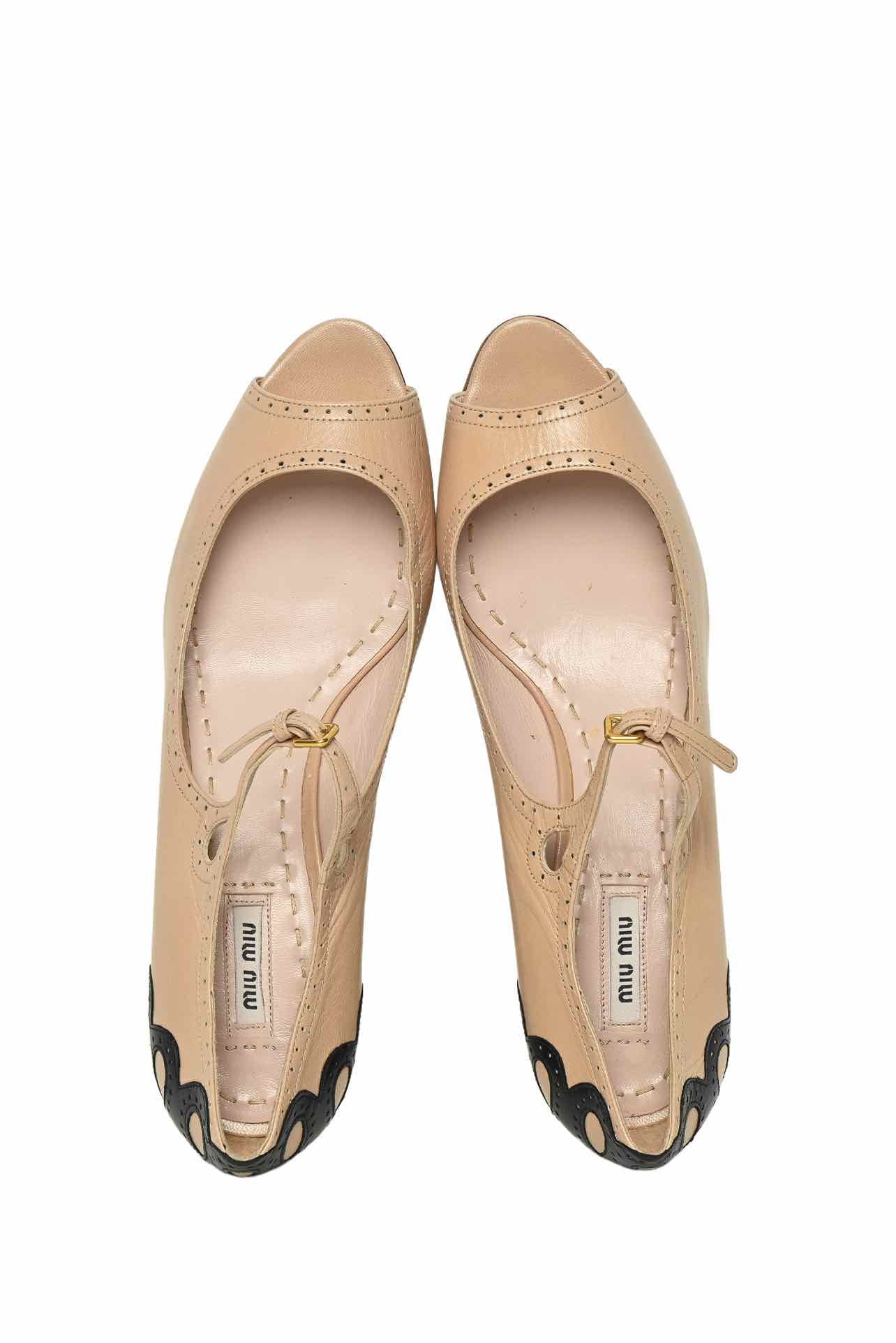 Miu Miu Size 41 Broque Open Toe Pumps - Image 7