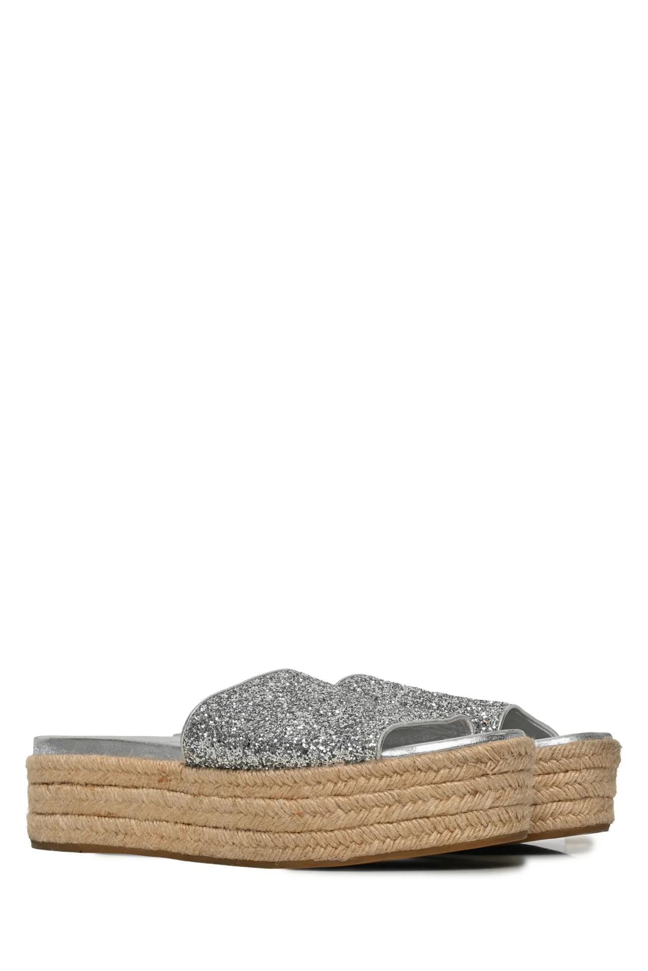 Miu Miu Size 42 Glitter Platform Espadrille Slide Sandals - Image 2