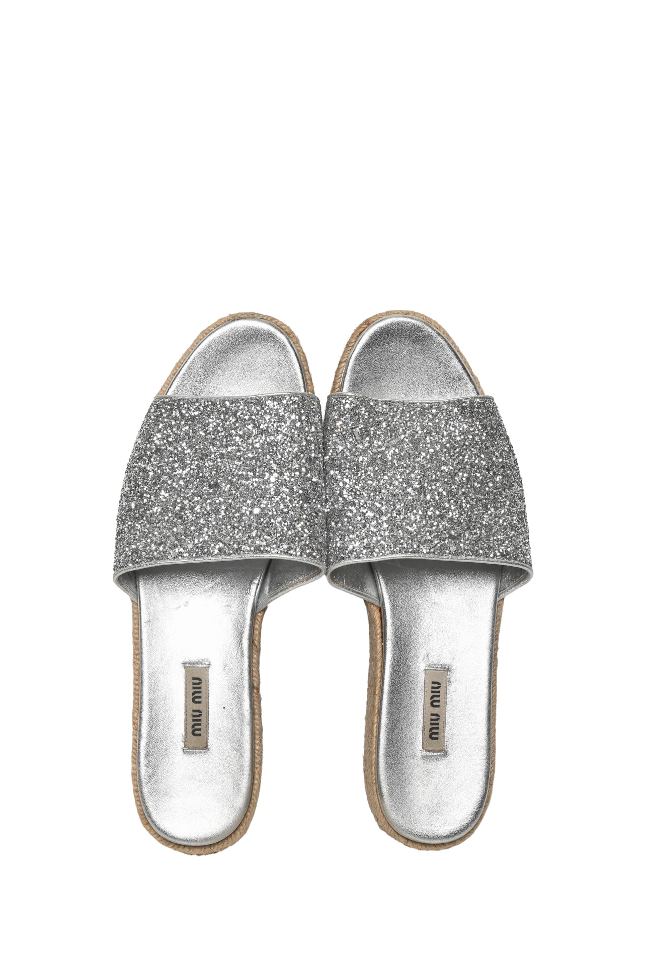 Miu Miu Size 42 Glitter Platform Espadrille Slide Sandals - Image 5