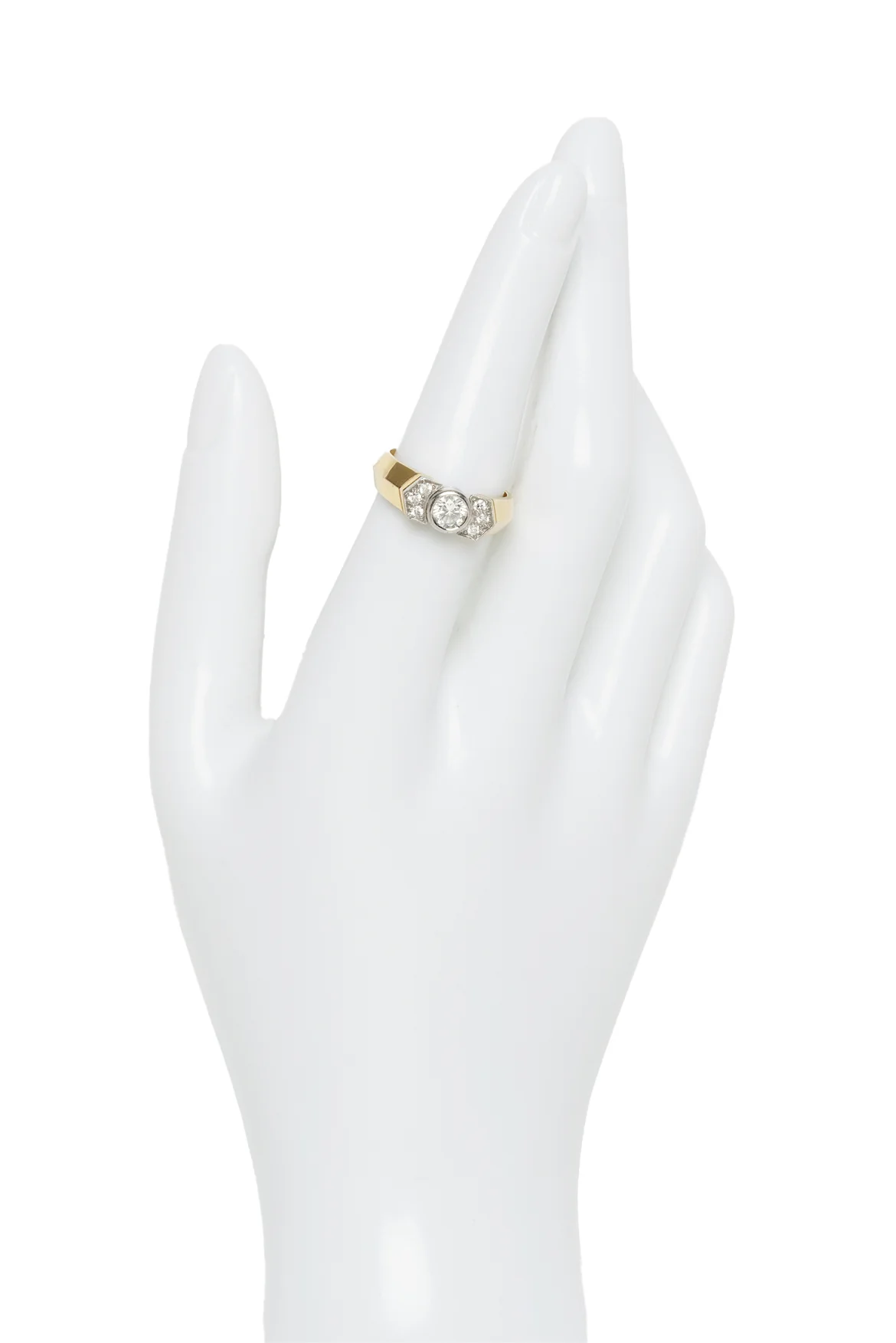 MJ Jewellers Size 6.5 18K Yellow Gold, Platinum & Diamond Ring - Image 3