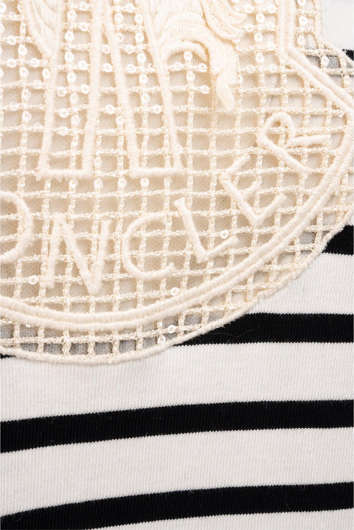 Moncler Size 2 Abito Logo Applique Striped Dress - Image 3