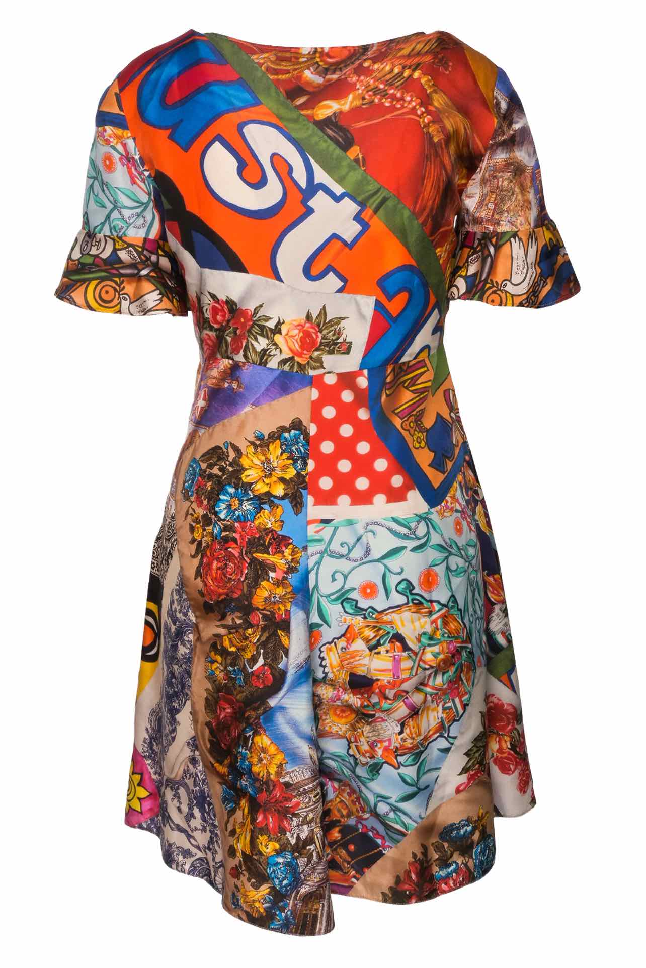 Moschino Couture Size 6 Printed Silk Patchwork Dress - Image 2