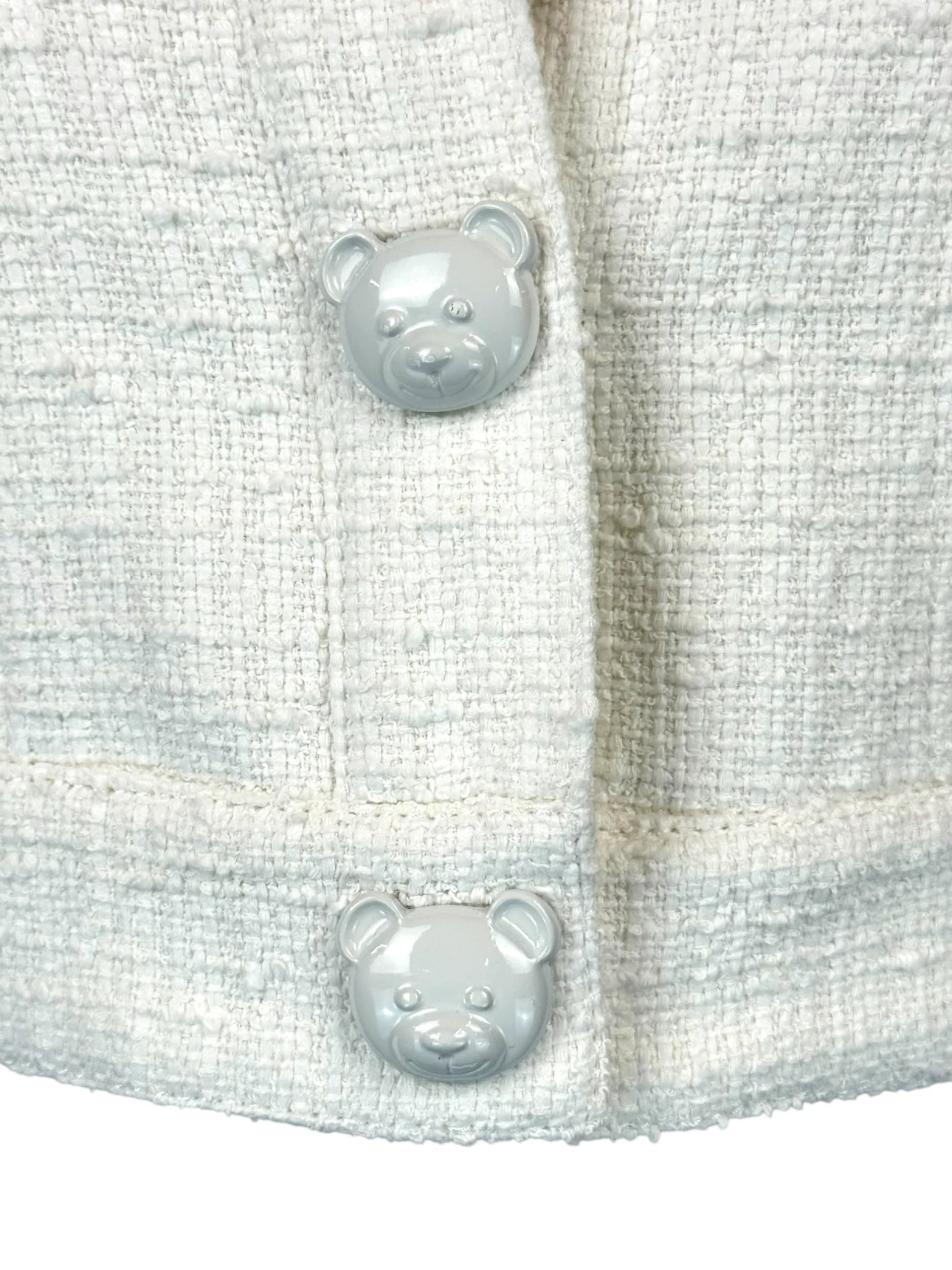 Moschino Couture Size 8 Tweed Teddy Button Detail Crop Jacket - Image 3