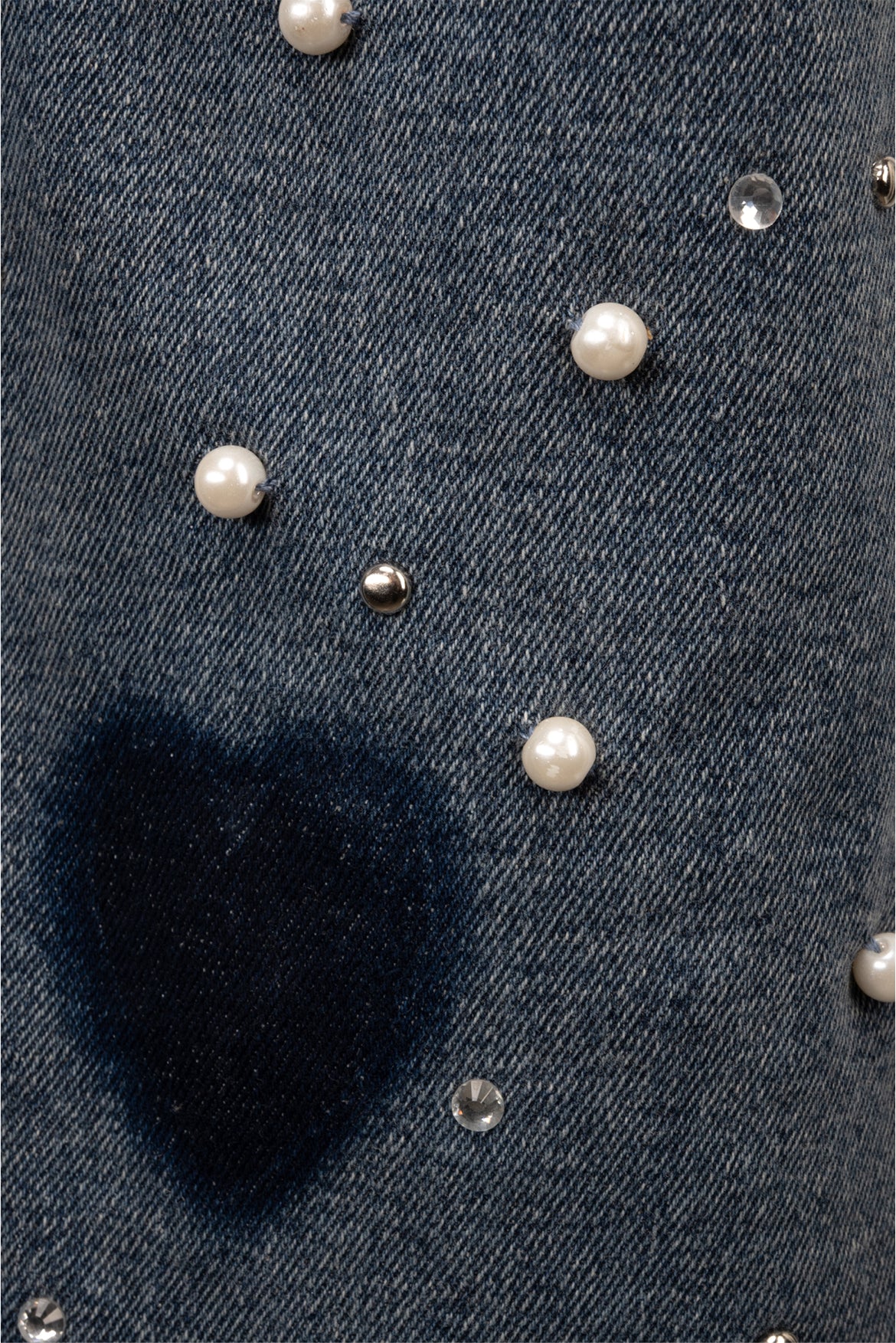 Moschino Jeans Size 24 Faux Pearl-Embellished Straight Leg Jeans - Image 3