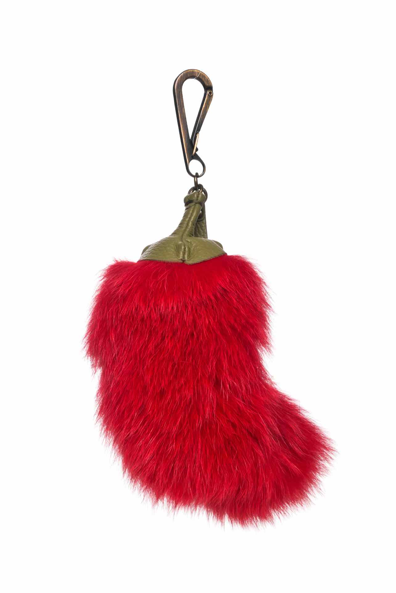 Mr & Mrs Italy Fox Fur Chilli Pepper Keychain - Image 2