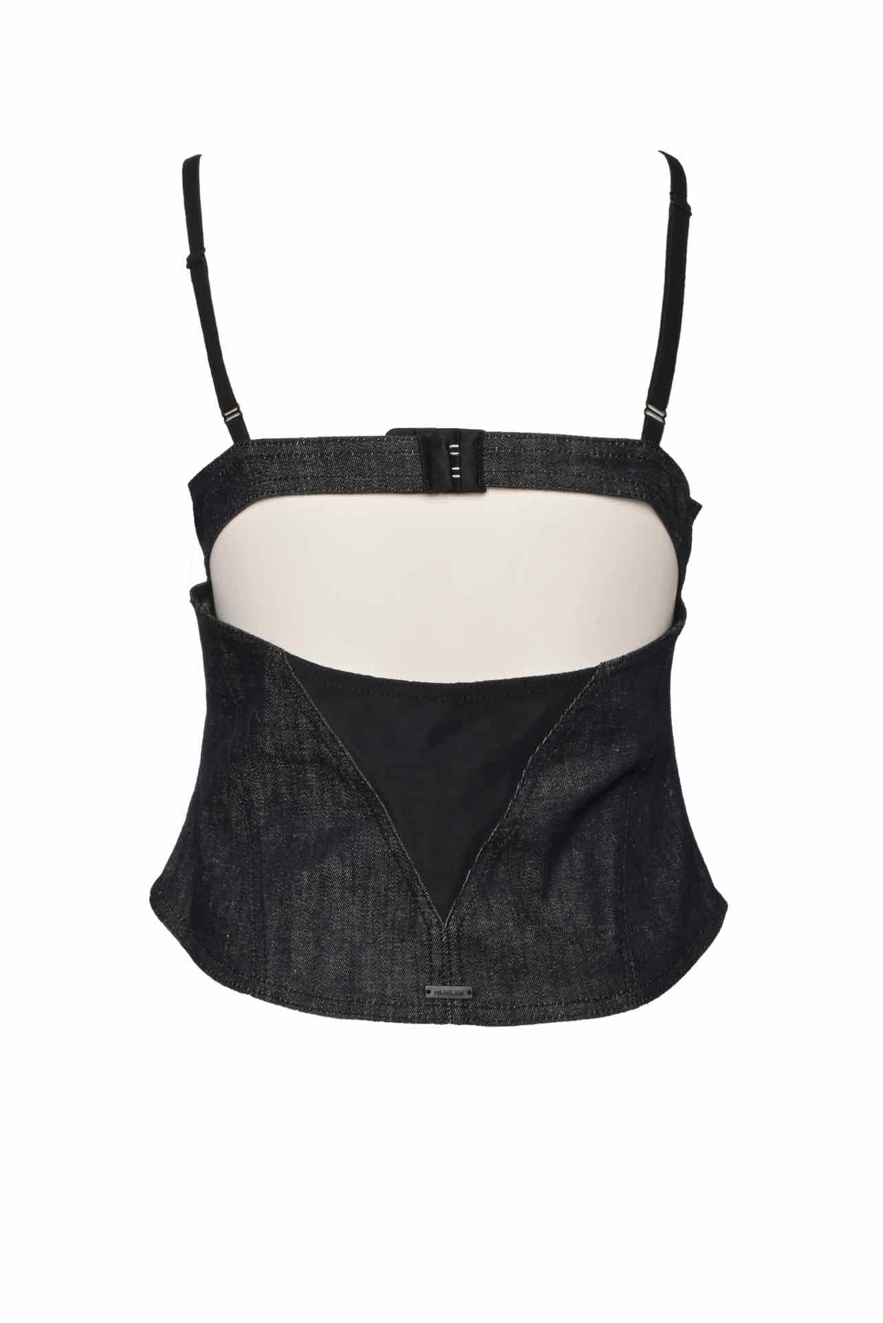 Mugler Size 40 Mesh Trimmed Denim Corset - Image 2