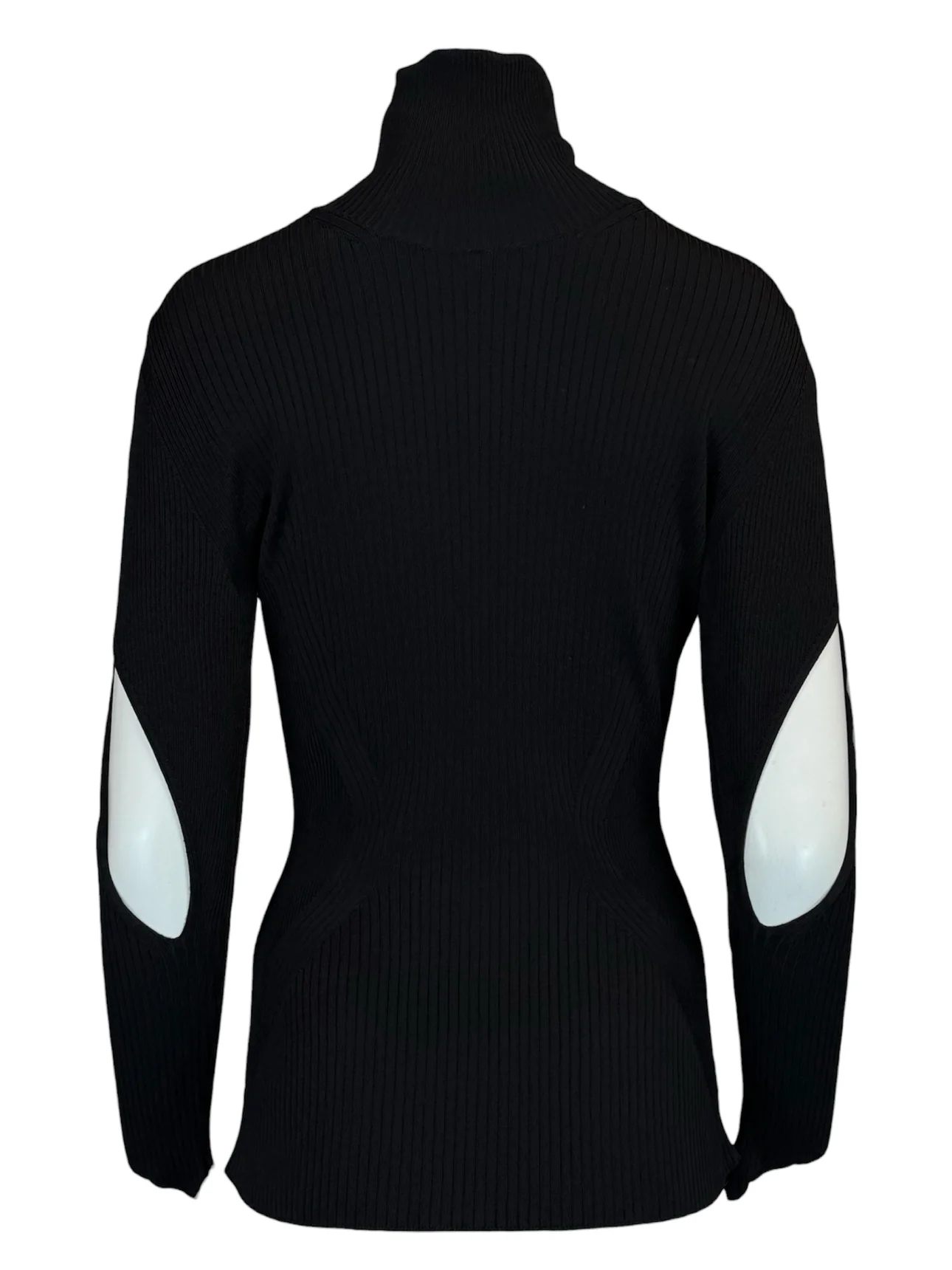 Mugler Size XL Turtleneck Ribbed Knit Sleeve Cutout Tops - Image 2