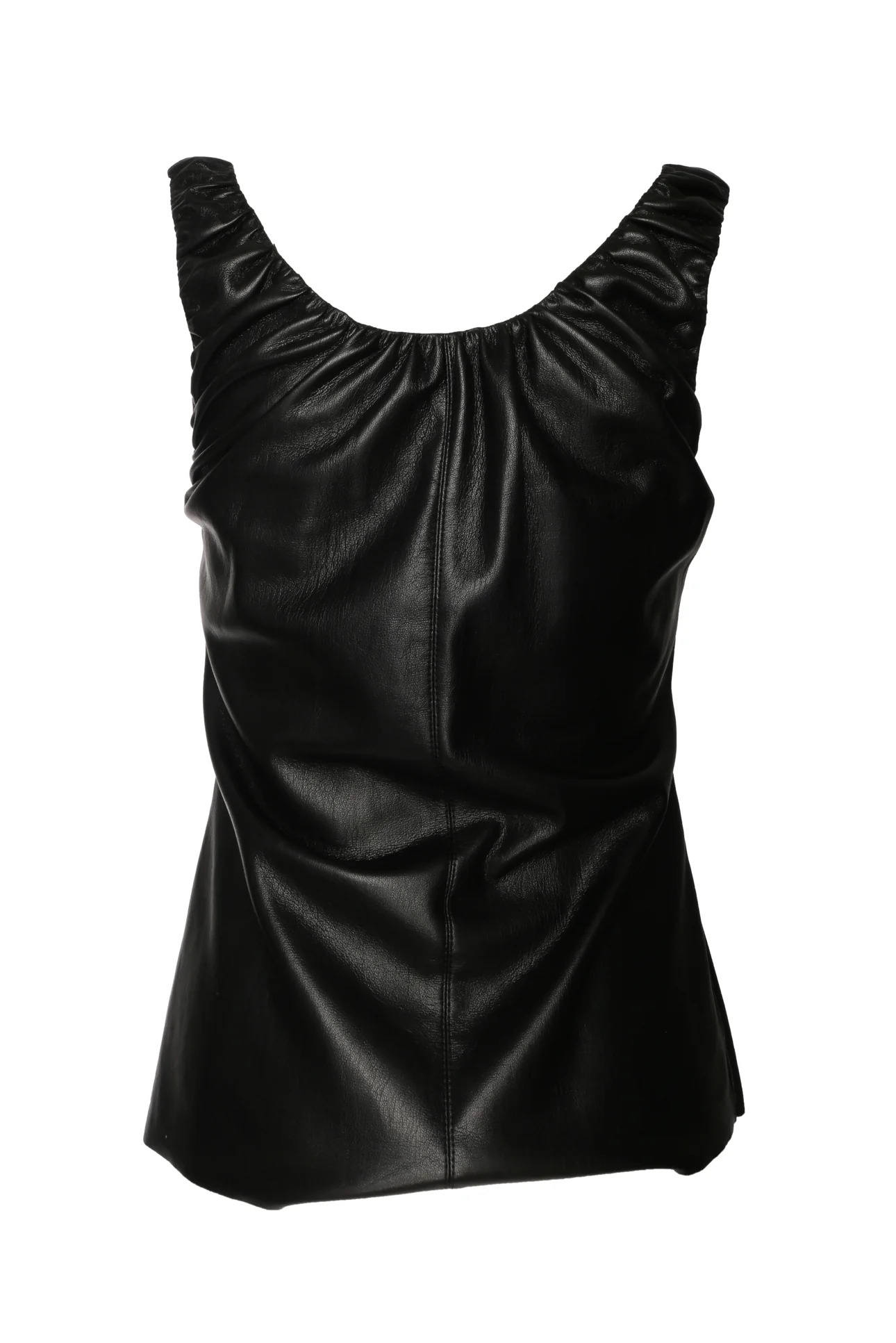 Nanushka Size M Yael Gathered Vegan Leather Tank Top - Image 2