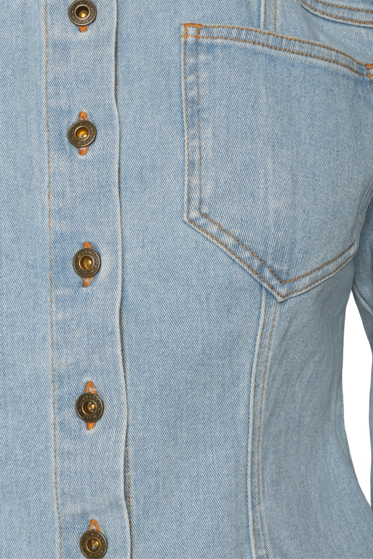 Nanushka Size S Distressed Denim Button Up Shirt - Image 3