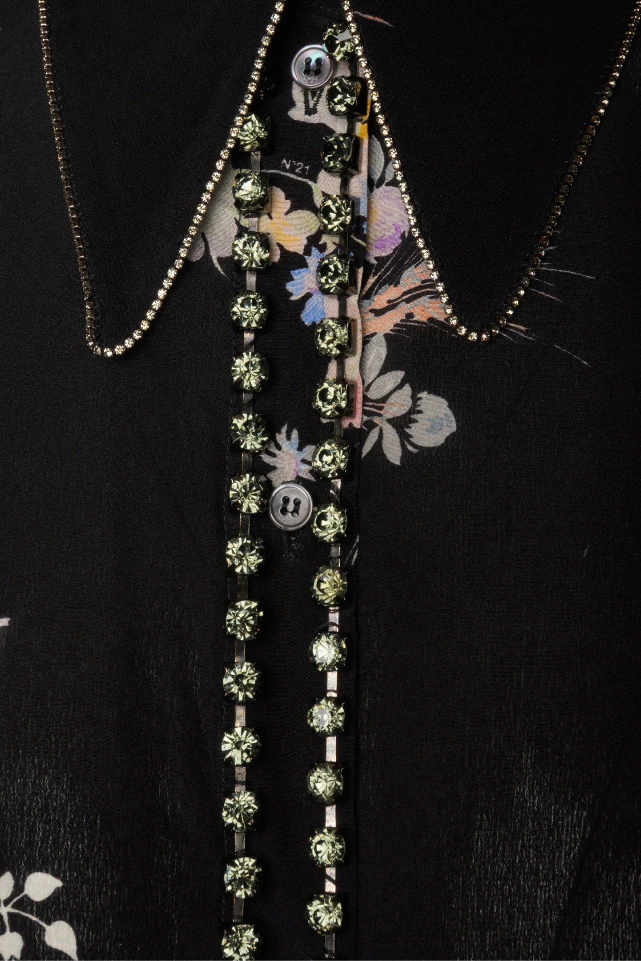 No. 21 Size 8 Crystal Embellished Floral Silk Blouse - Image 3