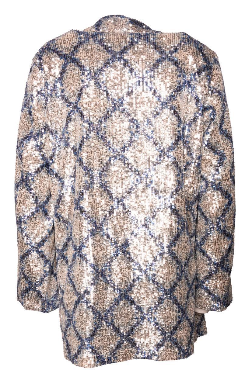 ODEEH Size 40 Diamond Print Sequin Longline Blazer - Image 2