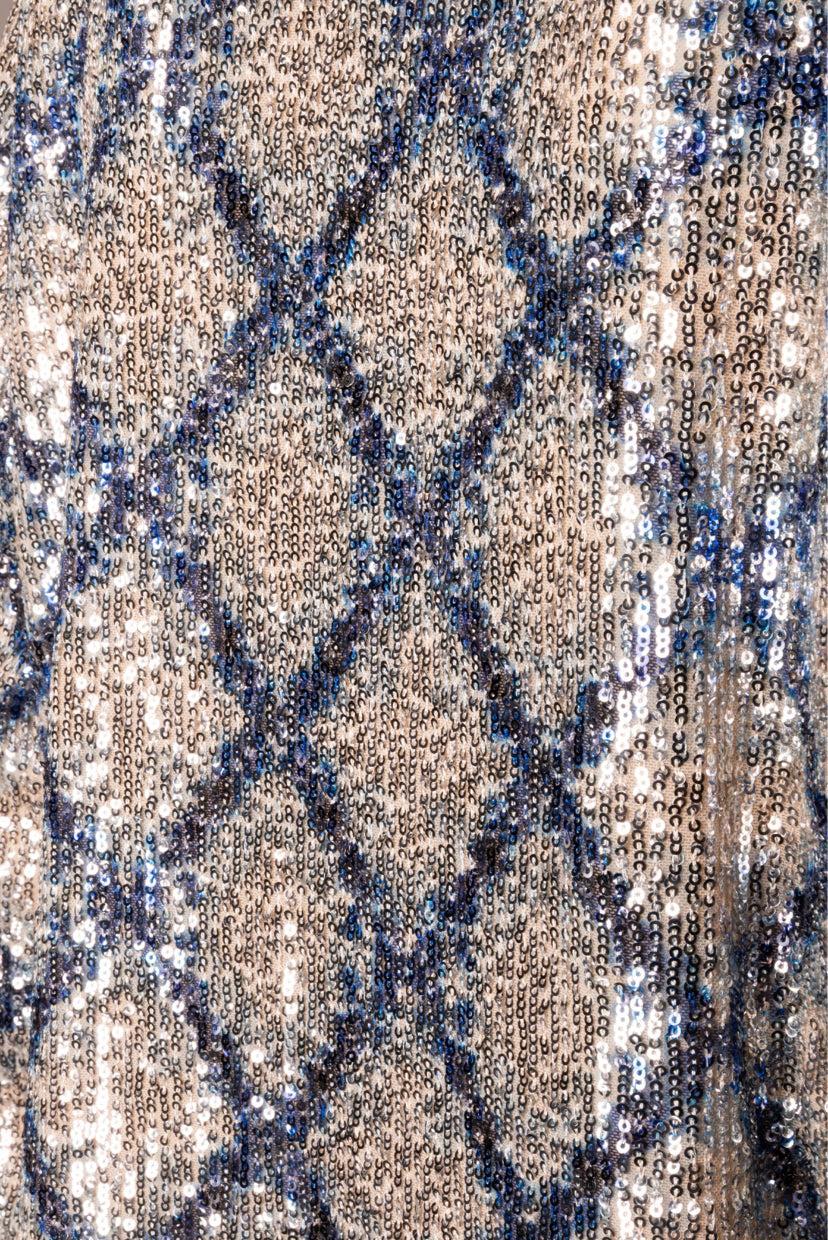 ODEEH Size 40 Diamond Print Sequin Longline Blazer - Image 3
